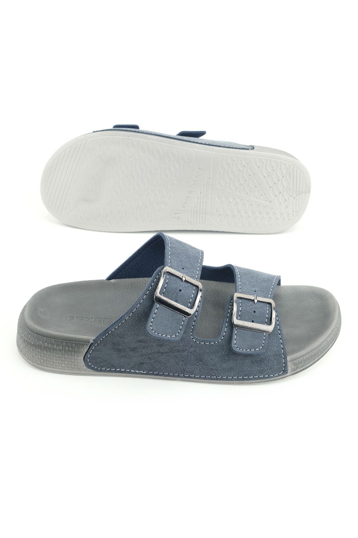 Erkek Yazlık Suni Deri İki Toka Ayarlanabilir Rahat Taban Günlük Terlik - Görsel 6