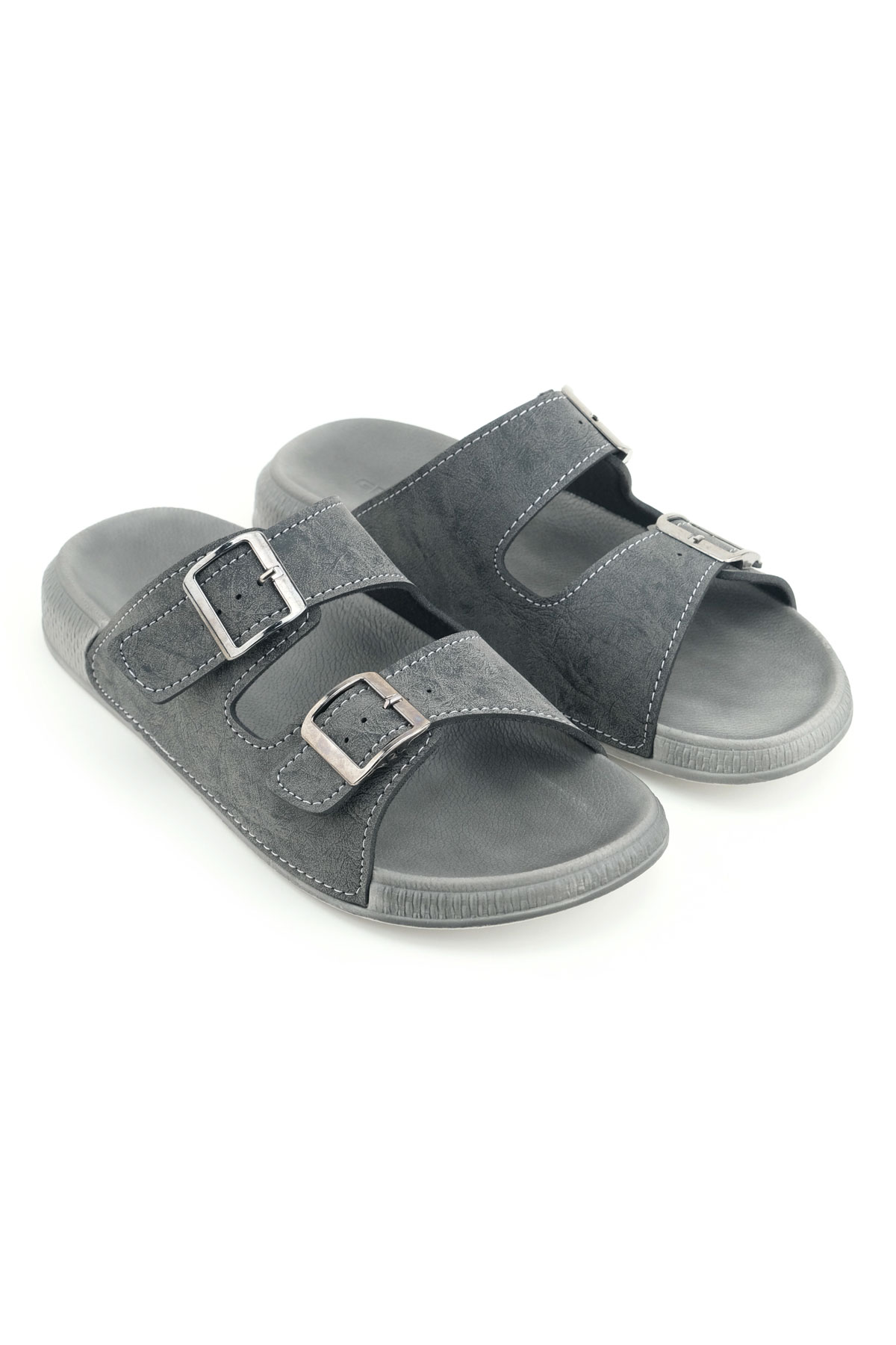 Erkek Yazlık Suni Deri İki Toka Ayarlanabilir Rahat Taban Günlük Terlik - Görsel 4