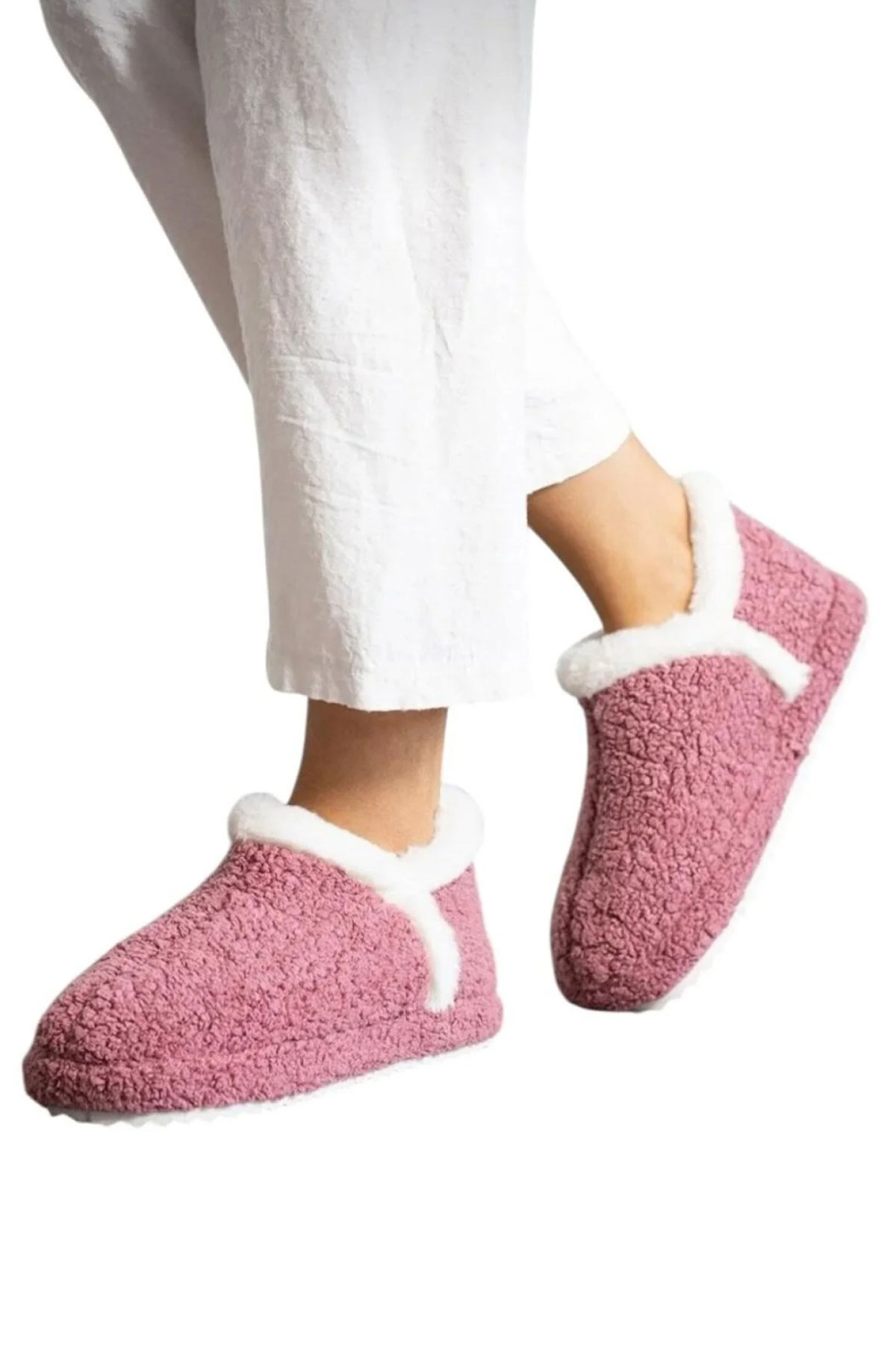 Kadın İçi Tüylü Yumuşak Rahat Kaydırmaz Panduf Ev Ayakkabısı Unisex 1021-124-0003 - Görsel 2