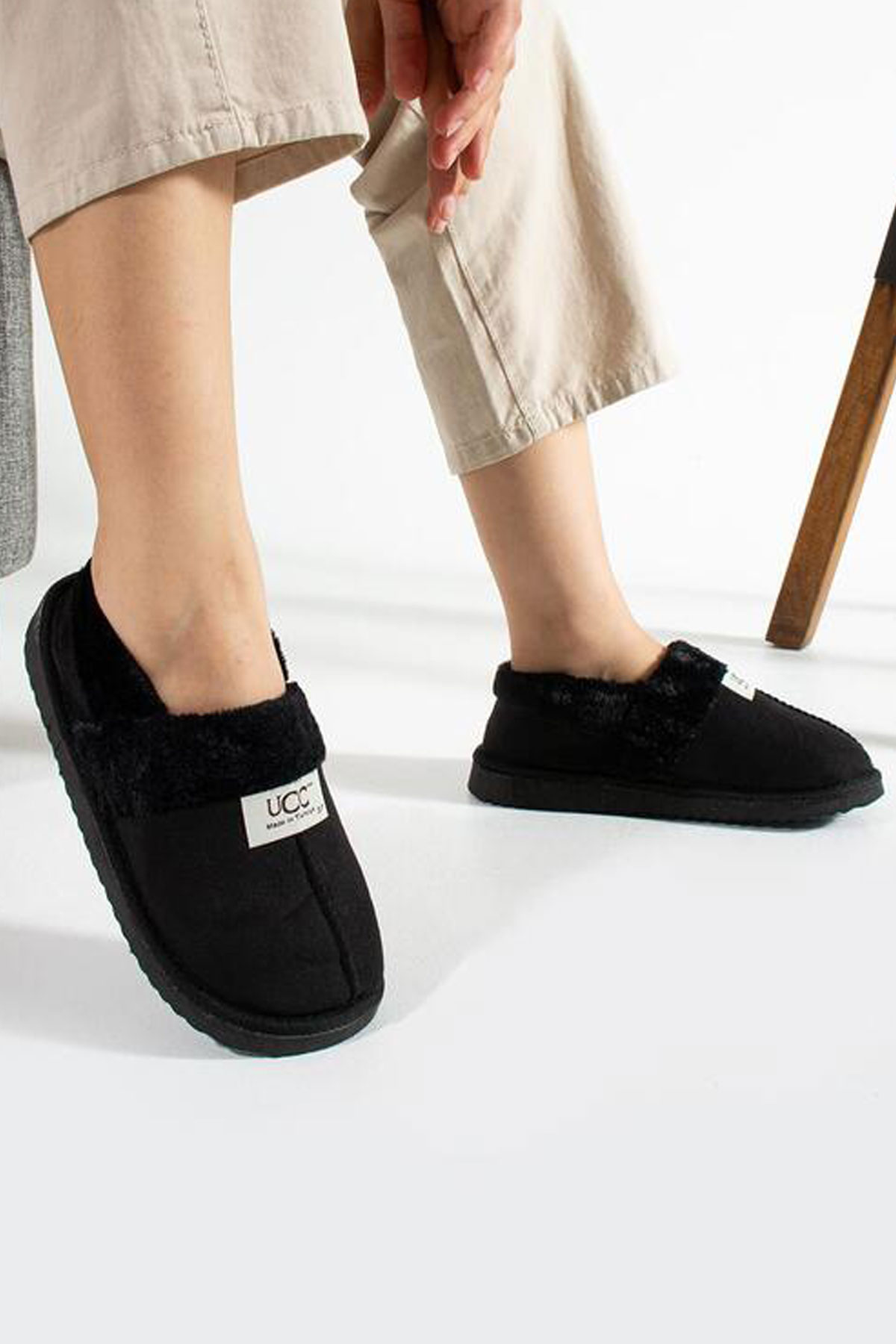 Kadın İçi Tüylü Yumuşak Rahat Kaydırmaz Panduf Ev Ayakkabısı Unisex 1021-124-0002 - Görsel 2