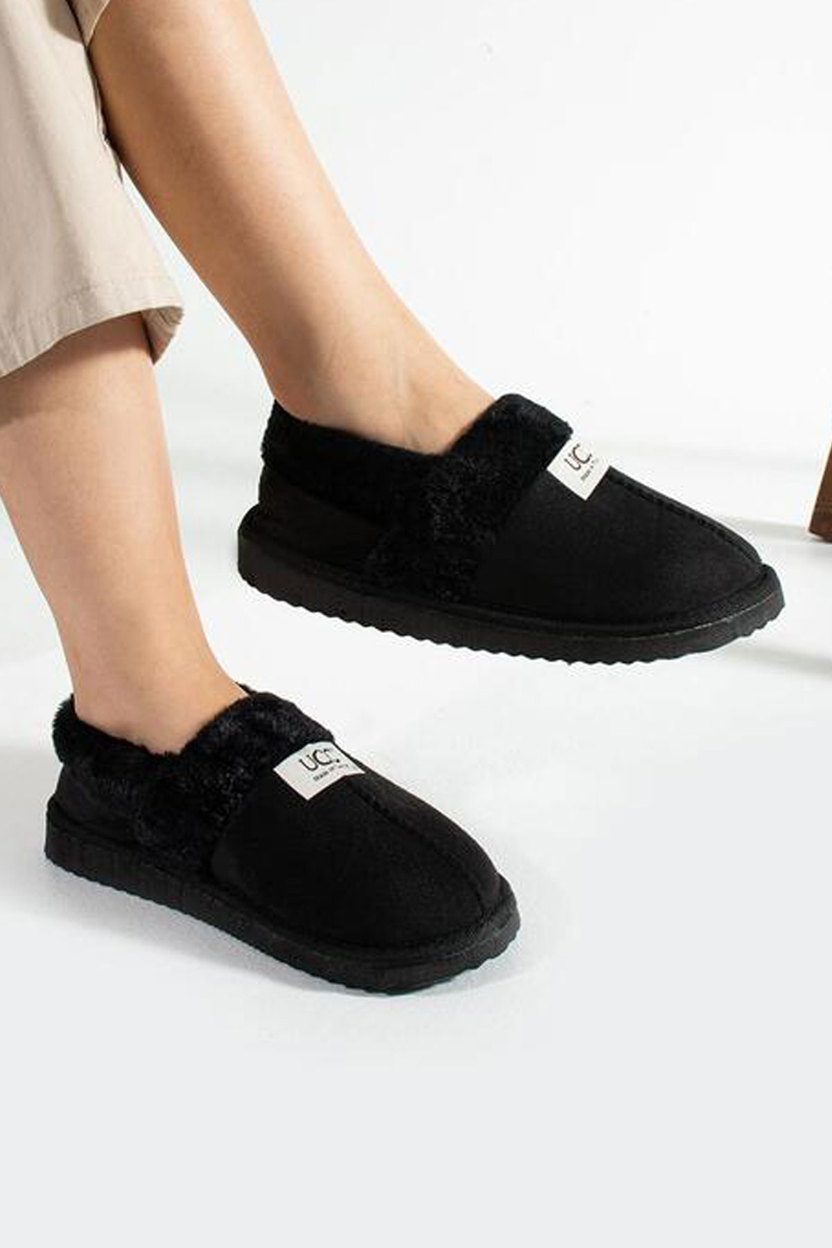 Kadın İçi Tüylü Yumuşak Rahat Kaydırmaz Panduf Ev Ayakkabısı Unisex 1021-124-0002 - Görsel 3