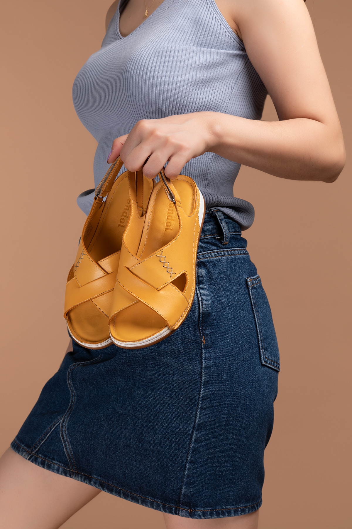 Gondol Kadın Hakiki Deri Anatomik Taban Sandalet iz.4605 - Görsel 3