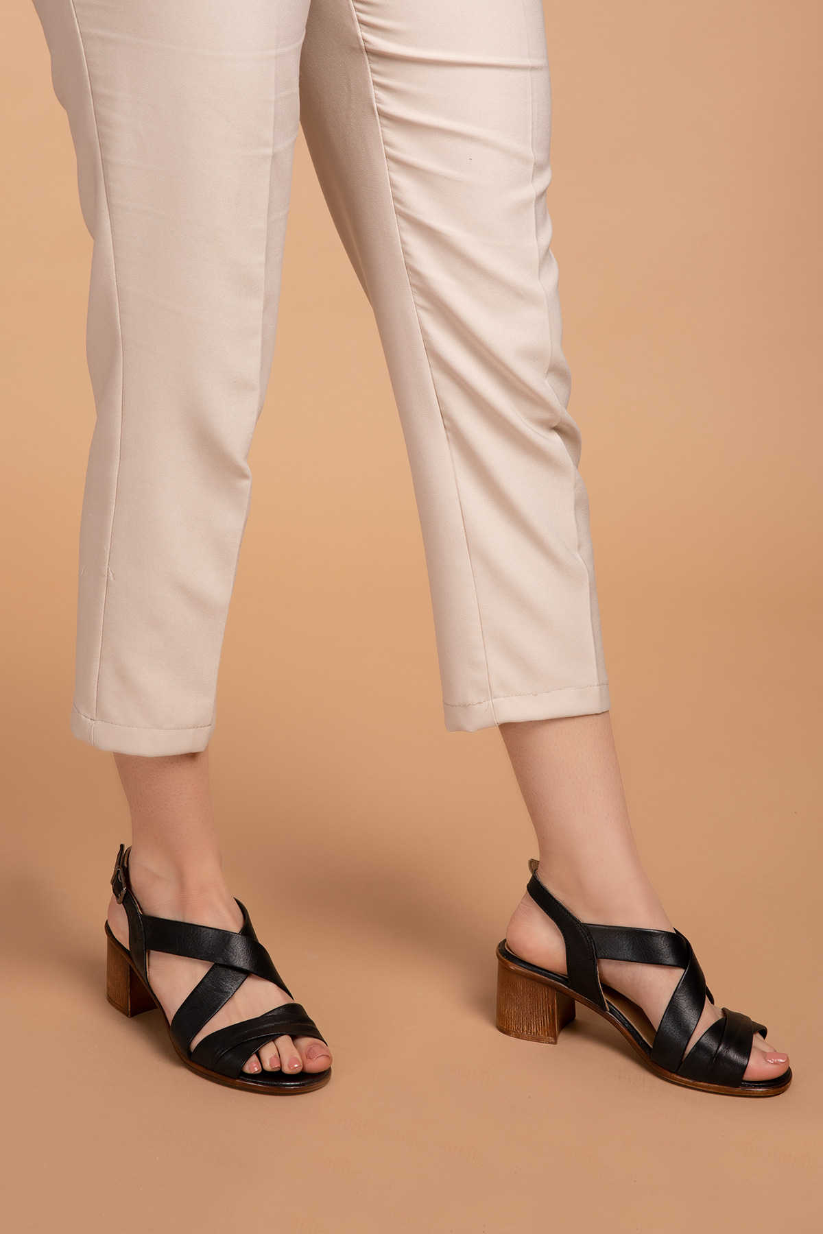 Gondol Hakiki Deri Topuklu Sandalet iz.635 - Görsel 5