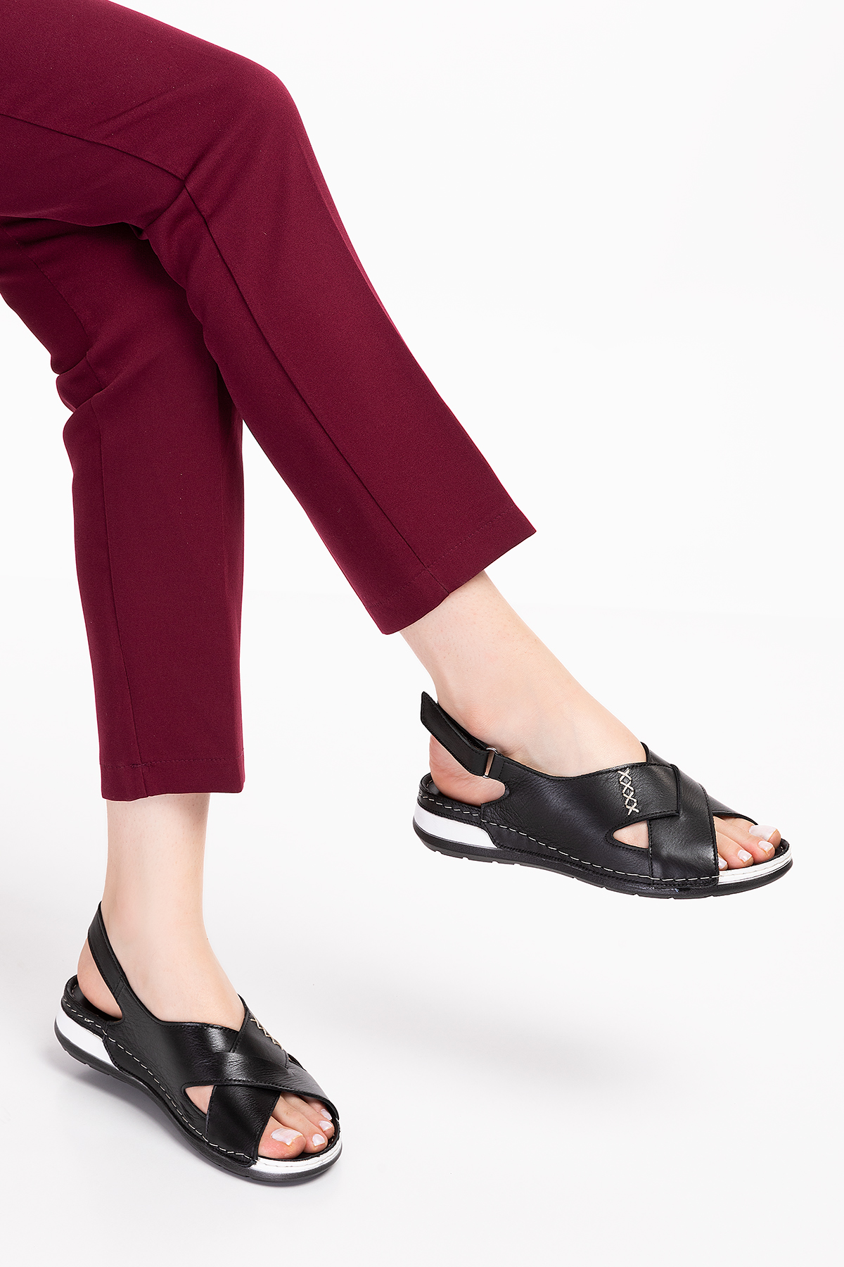 Gondol Kadın Hakiki Deri Anatomik Taban Sandalet iz.4605 - Görsel 2