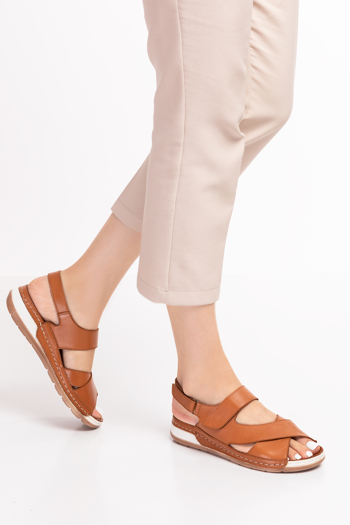 Gondol Kadın Hakiki Deri Anatomik Taban Sandalet iz.4601 - Görsel 3