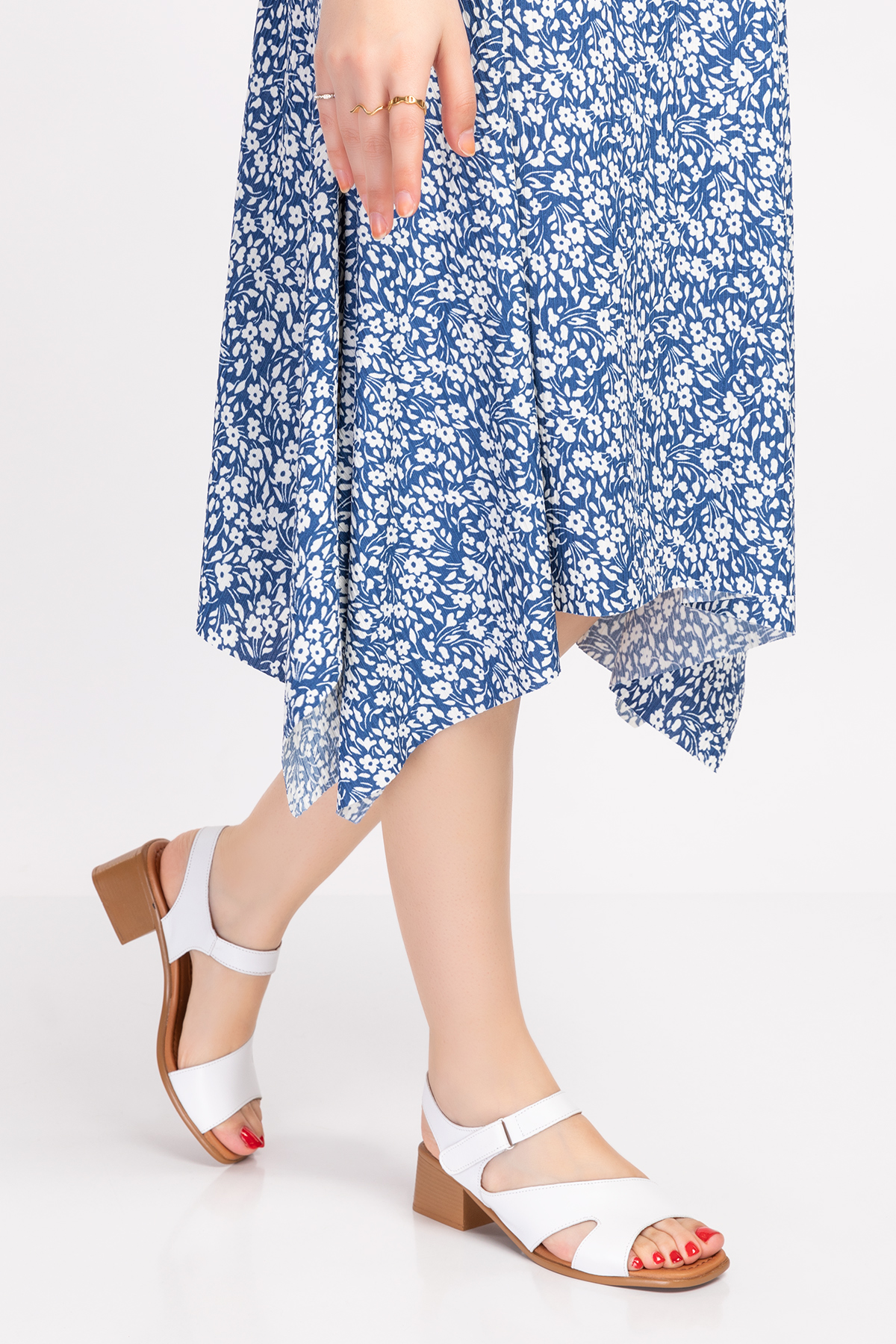 Gondol Hakiki Deri Cırtlı Orta Topuklu Sandalet Msa.1115 - Görsel 4