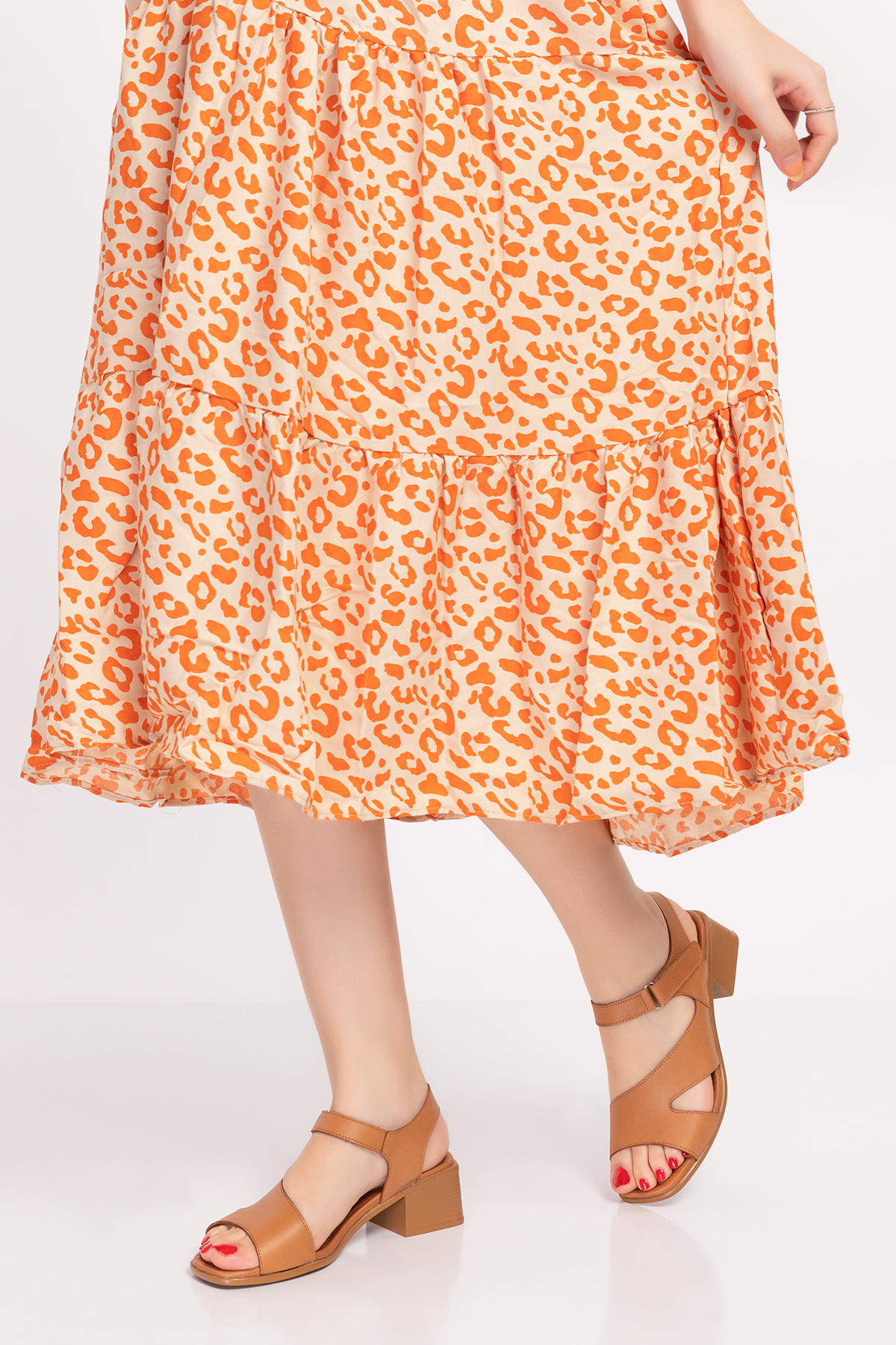 Gondol Hakiki Deri Cırtlı Orta Topuklu Sandalet Msa.1115 - Görsel 3