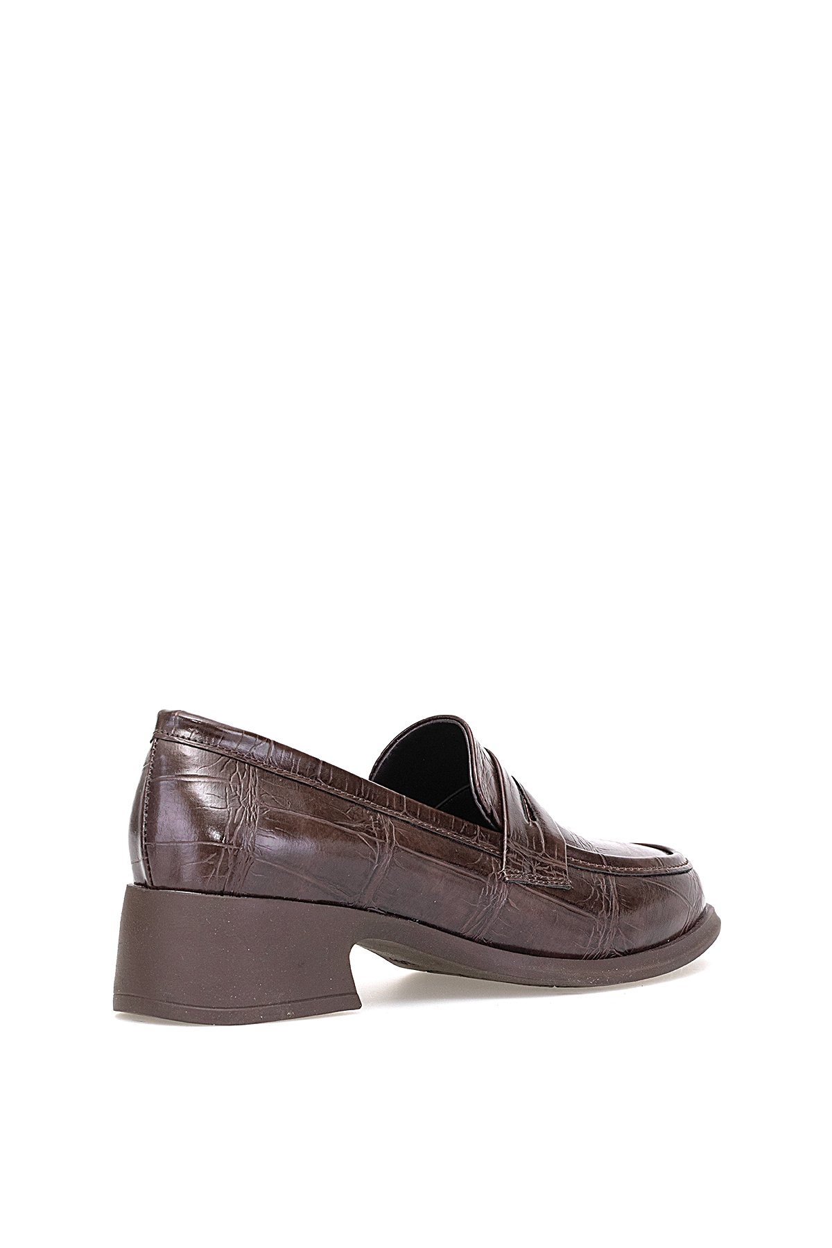 Elit PM161 K1066 Kadın Kroko Klasik Topuklu Ayakkabı Kahverengi - Görsel 5