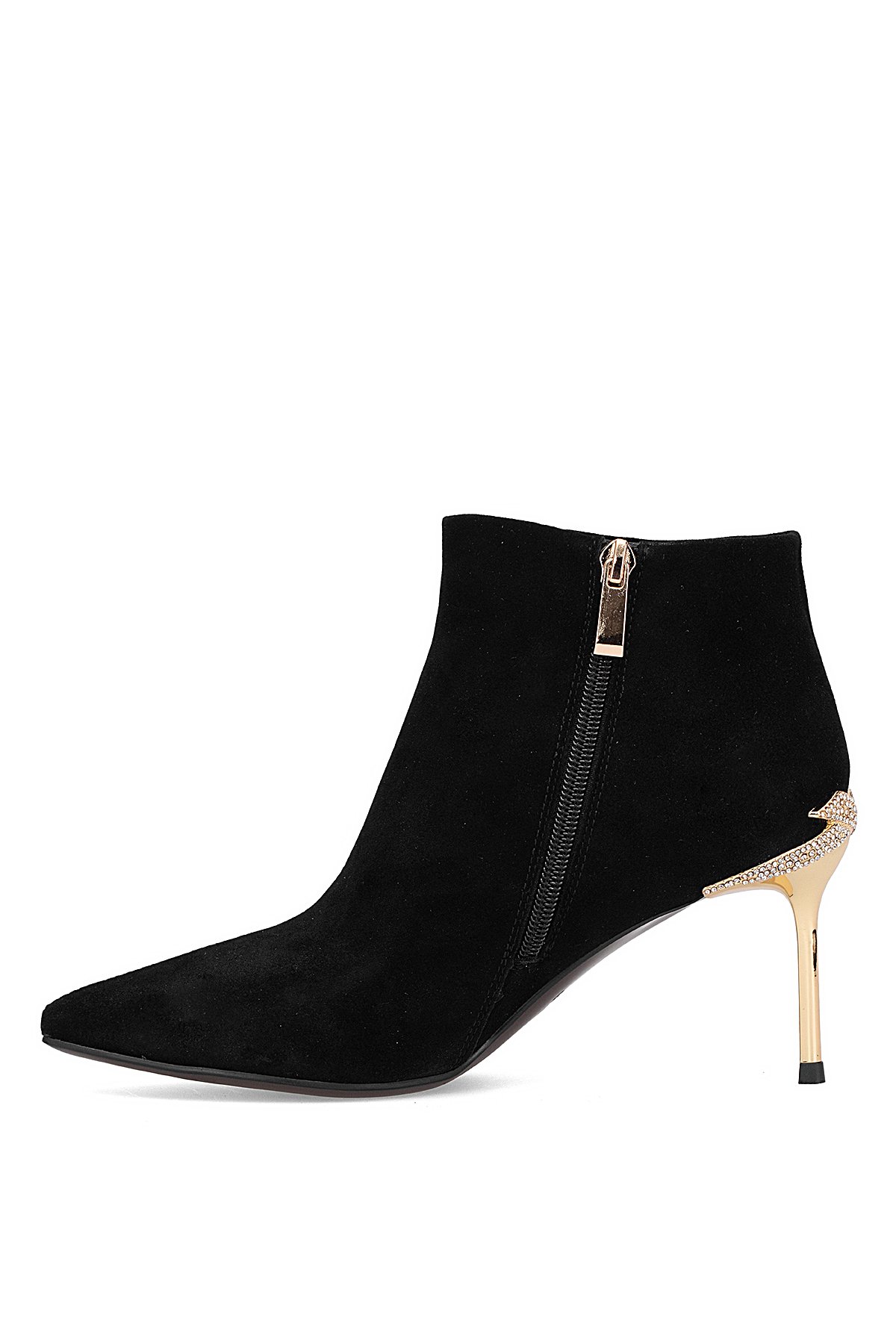 25K417 Kadın Hakiki Deri Topuklu Bot Siyah - Görsel 4