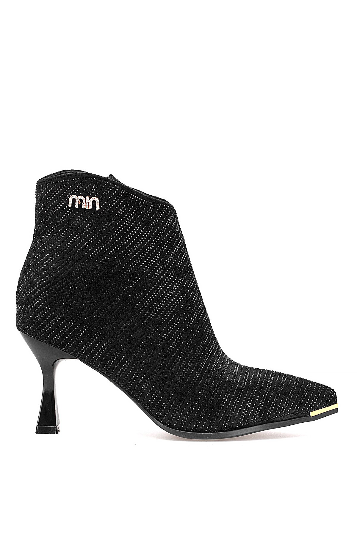 25K416-1 Kadın Taşlı Topuklu Bot Siyah - Görsel 2