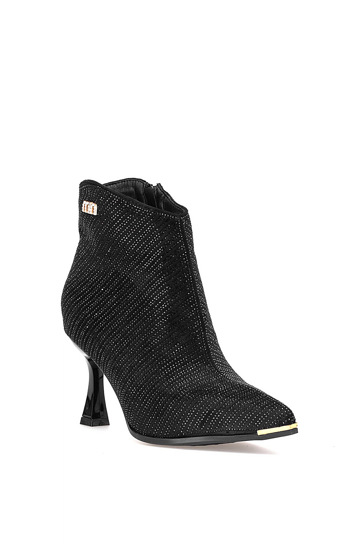 25K416-1 Kadın Taşlı Topuklu Bot Siyah - Görsel 3