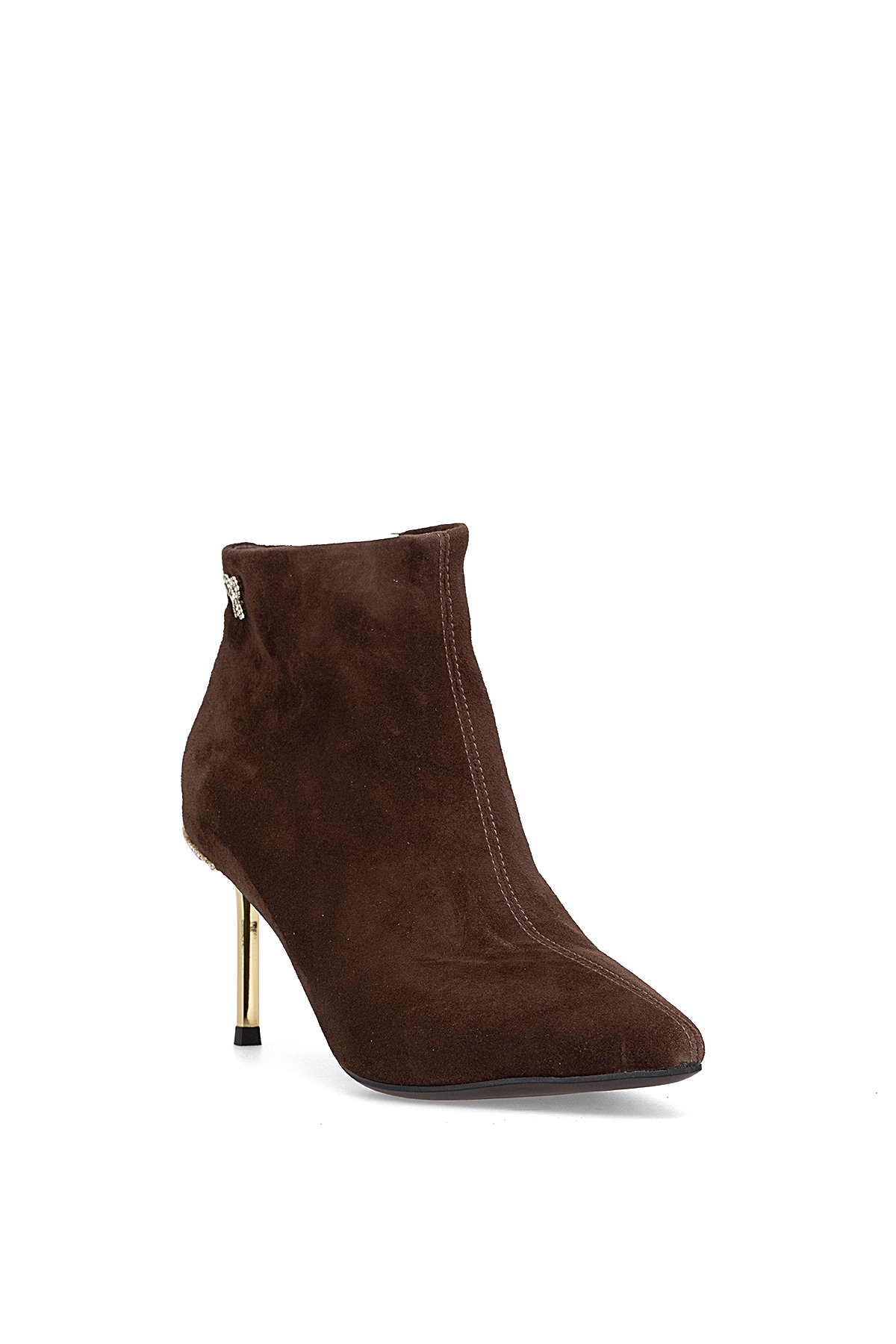 25K417 Kadın Hakiki Deri Topuklu Bot Kahverengi - Görsel 3