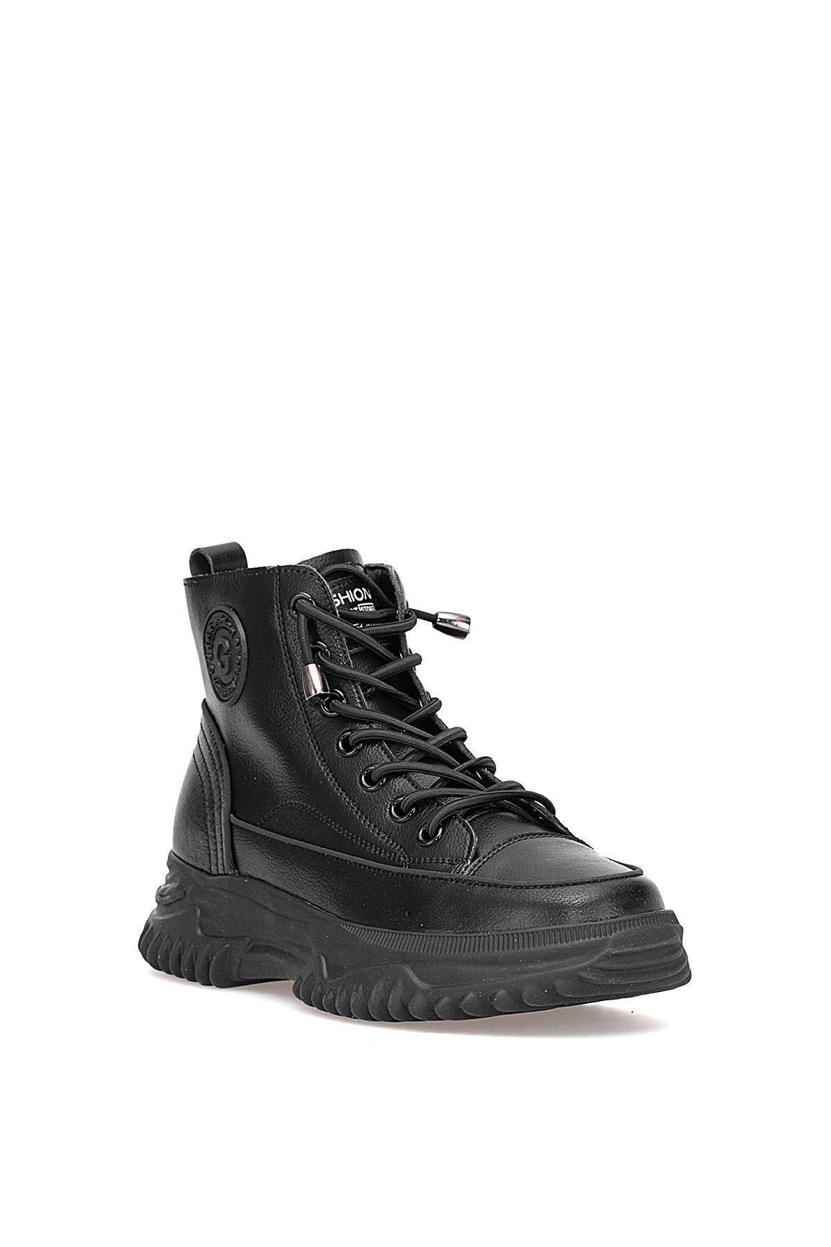 25K310-13 Kadın Hakiki Deri Sneaker Bot Siyah - Görsel 3