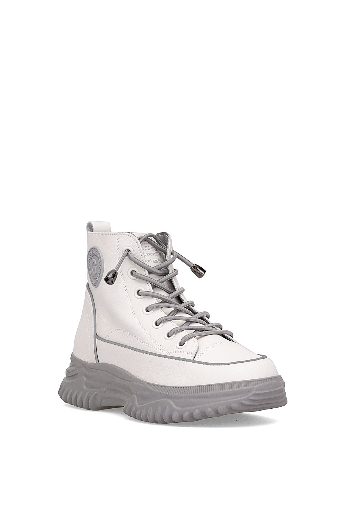 25K310-13 Kadın Hakiki Deri Sneaker Bot Gri - Görsel 3