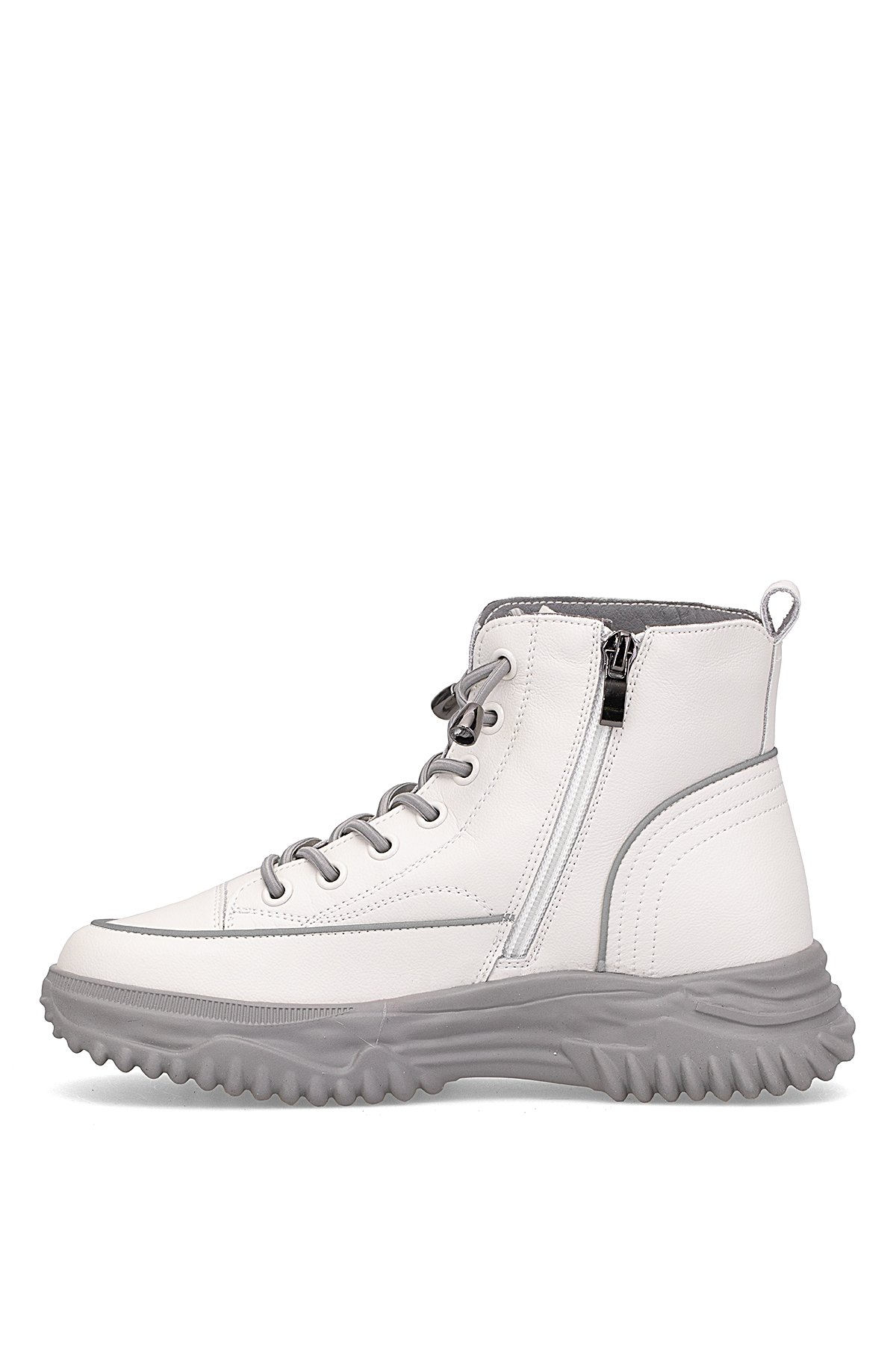 25K310-13 Kadın Hakiki Deri Sneaker Bot Gri - Görsel 4