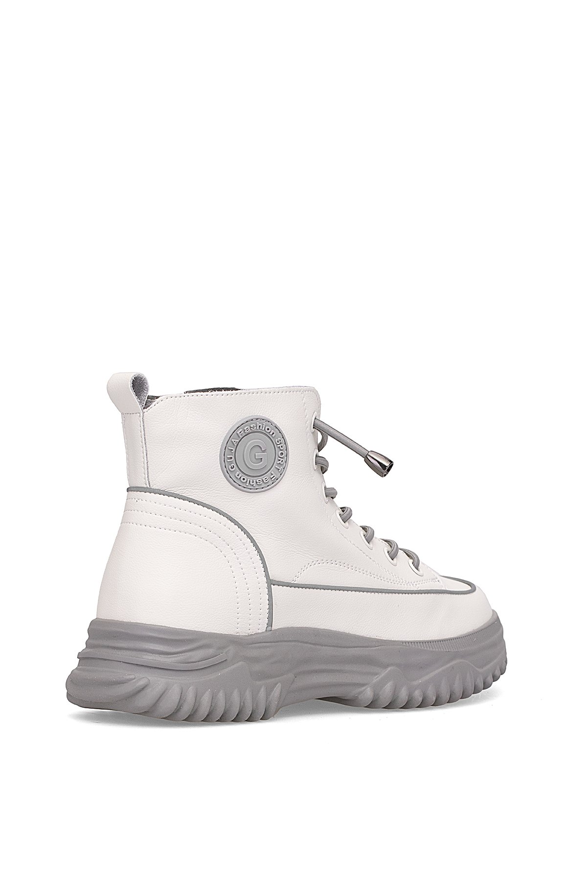 25K310-13 Kadın Hakiki Deri Sneaker Bot Gri - Görsel 5