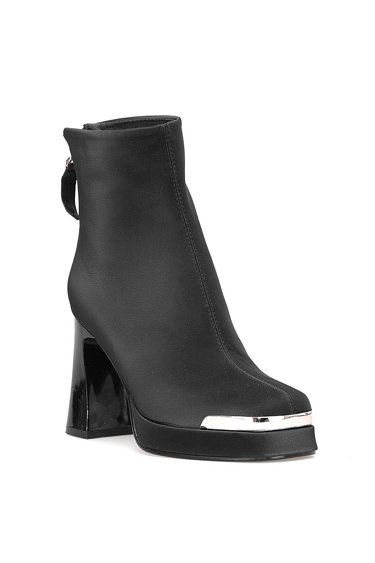25K414-2 Kadın Hakiki Deri Topuklu Bot Siyah - Görsel 3