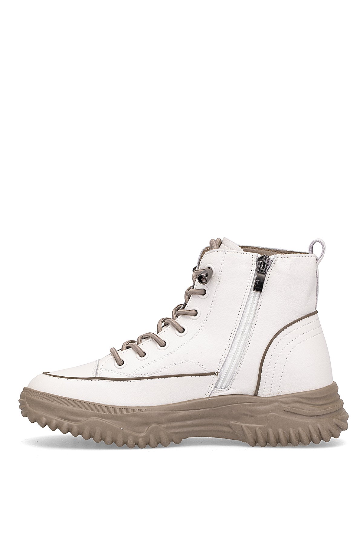 25K310-13 Kadın Hakiki Deri Sneaker Bot Bej - Görsel 4