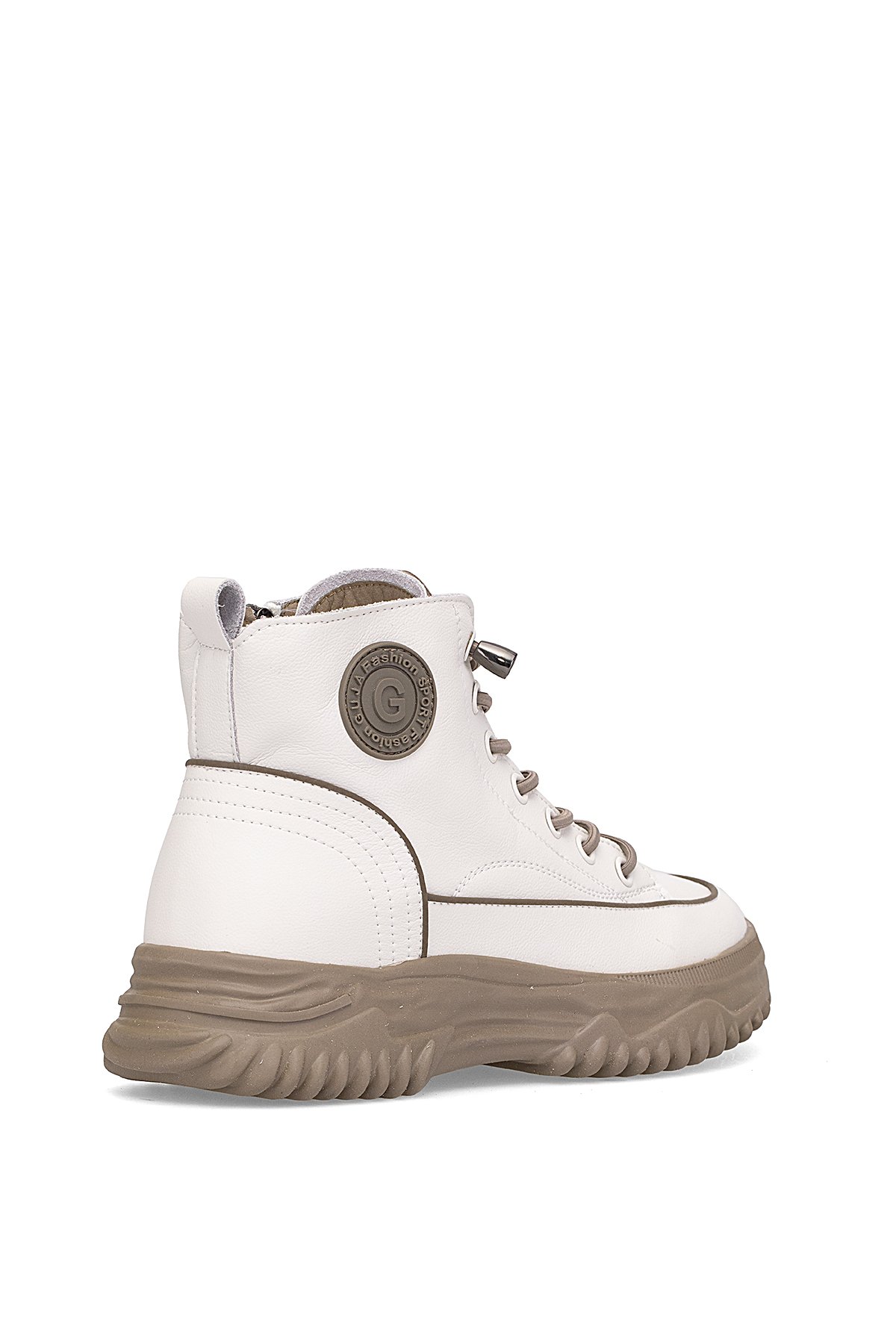 25K310-13 Kadın Hakiki Deri Sneaker Bot Bej - Görsel 5