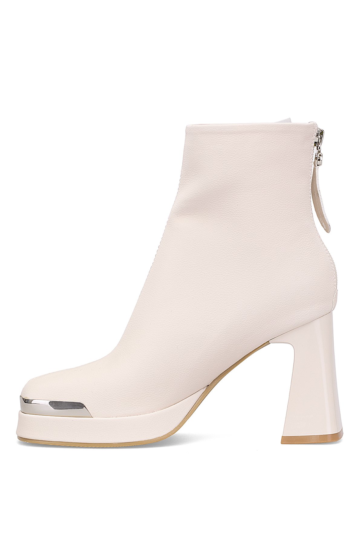 25K414-2 Kadın Hakiki Deri Topuklu Bot Bej - Görsel 4