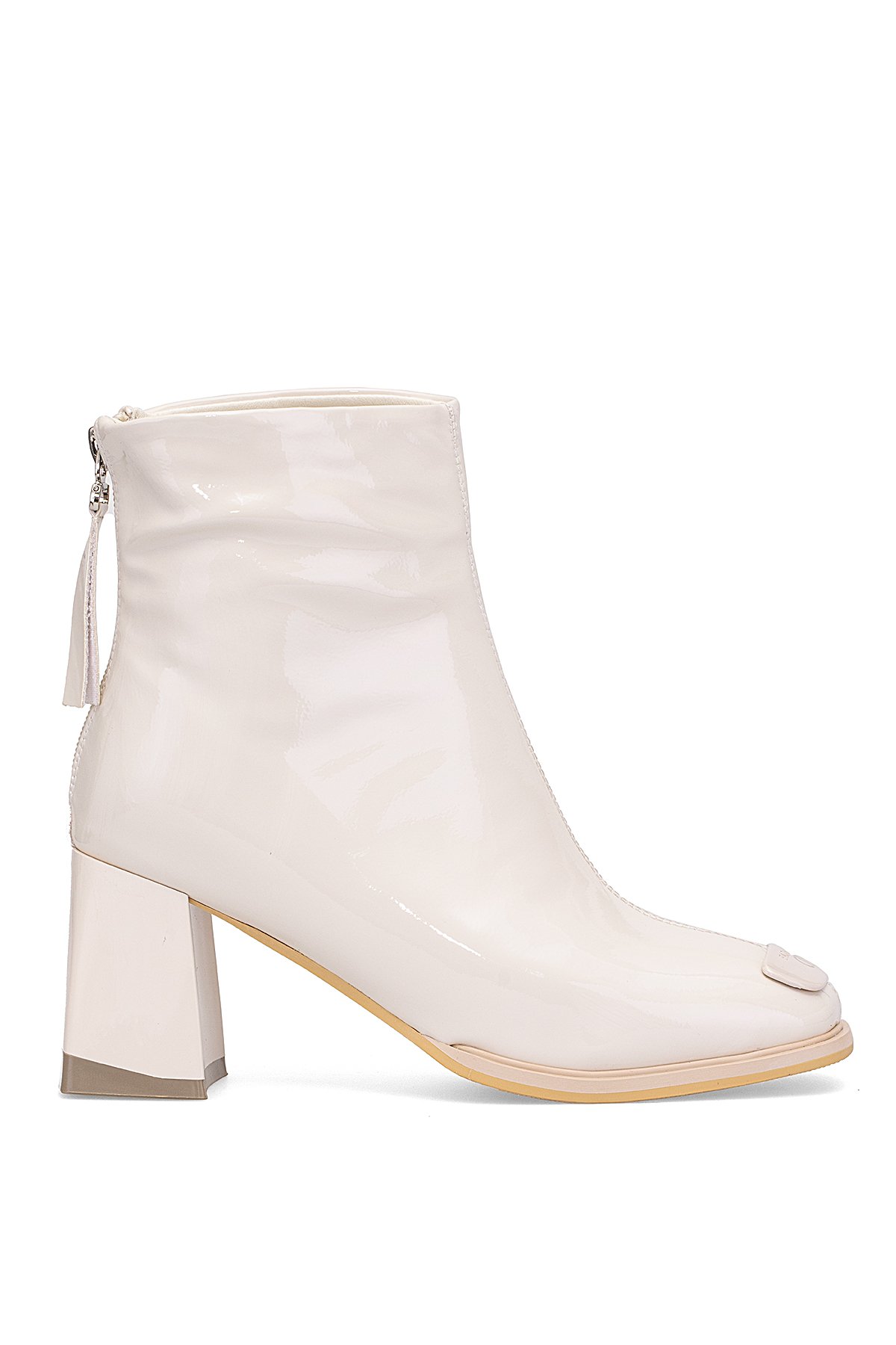 25K415-1 Kadın Hakiki Deri Topuklu Bot Bej - Görsel 2