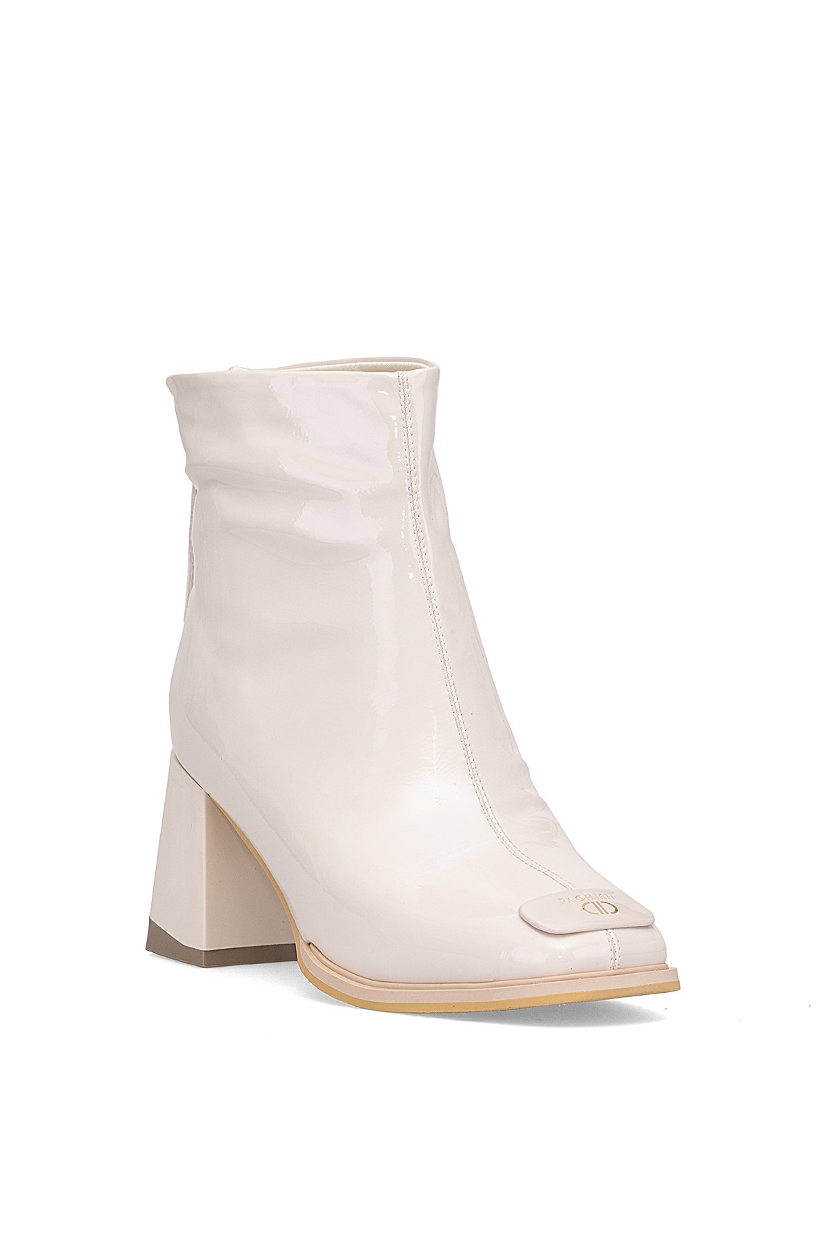 25K415-1 Kadın Hakiki Deri Topuklu Bot Bej - Görsel 3