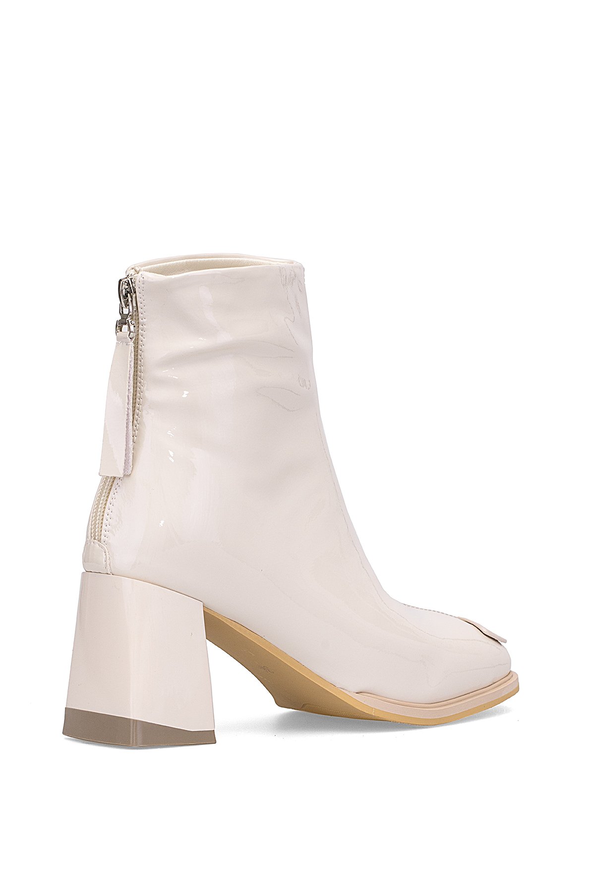 25K415-1 Kadın Hakiki Deri Topuklu Bot Bej - Görsel 5