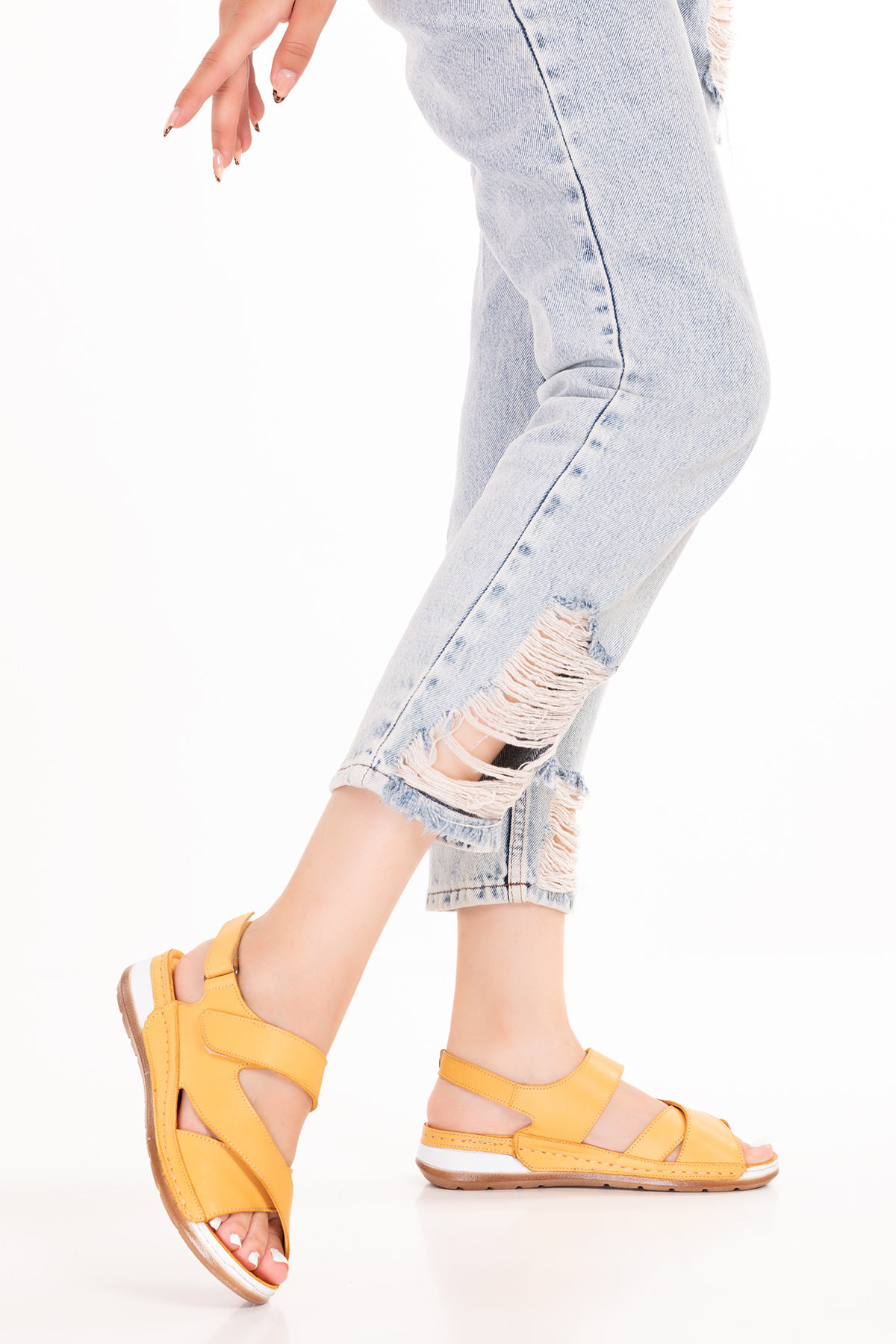 Gondol Kadın Hakiki Deri Anatomik Taban Sandalet iz.4601 - Görsel 7