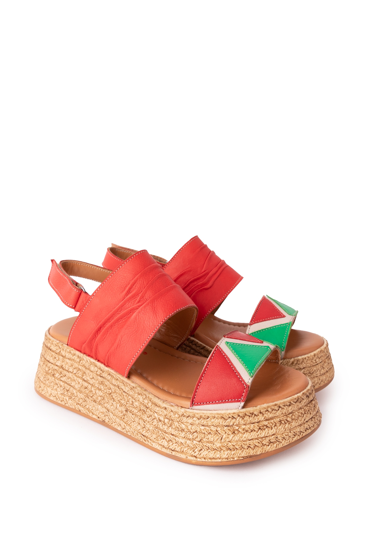 Gondol Kadın Hakiki Deri Platform Tabanlı Sandalet mlk.2056 - Görsel 2