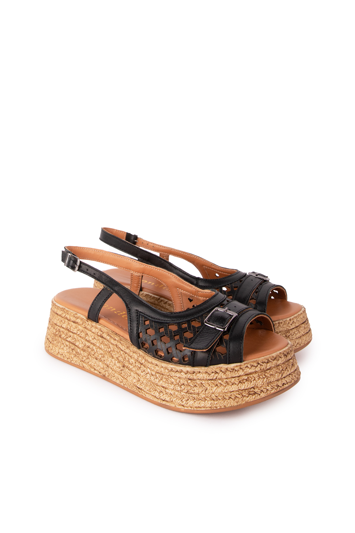 Gondol Kadın Hakiki Deri Platform Lazer Kesim Sandalet mlk.5225 - Görsel 3