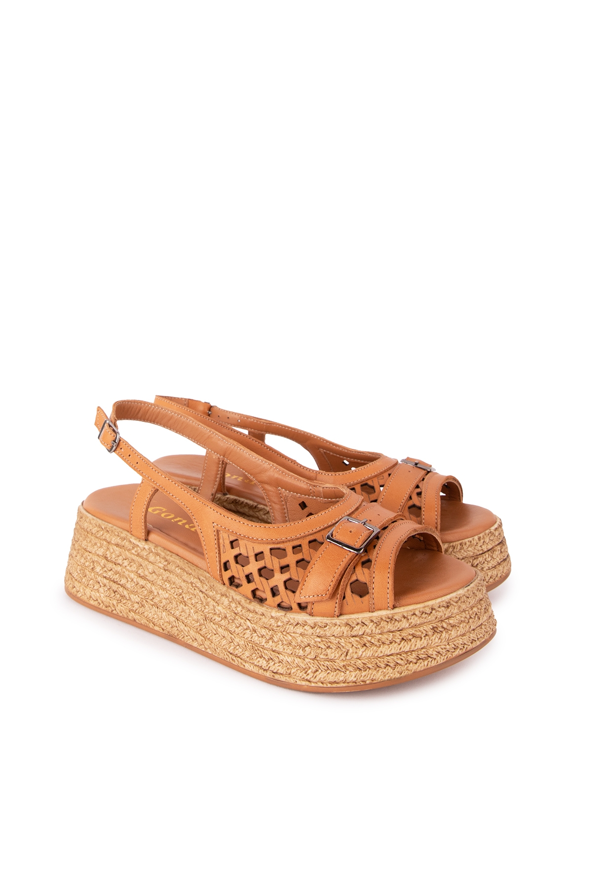 Gondol Kadın Hakiki Deri Platform Lazer Kesim Sandalet mlk.5225 - Görsel 2