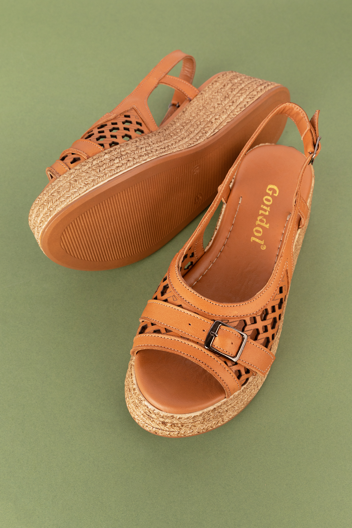 Gondol Kadın Hakiki Deri Platform Lazer Kesim Sandalet mlk.5225 - Görsel 3