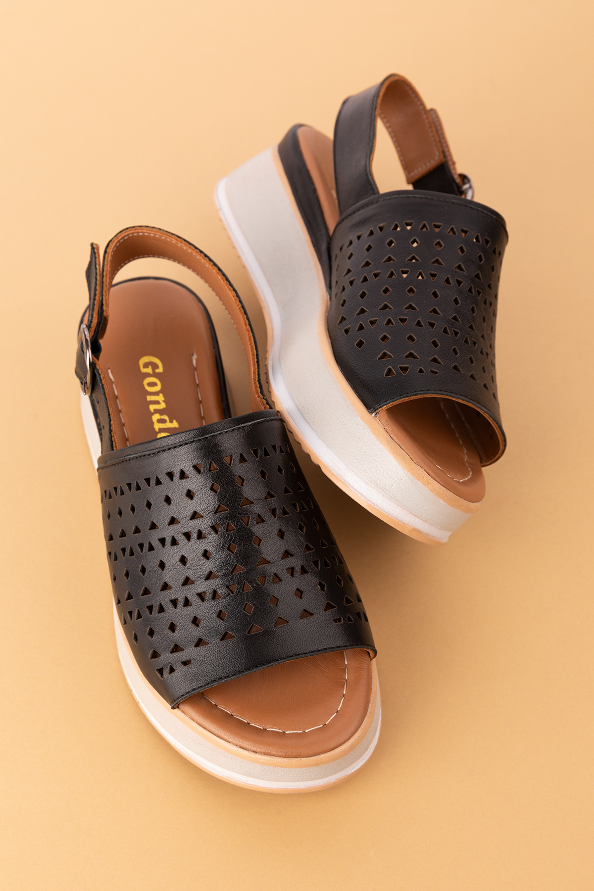 Gondol Kadın Hakiki Deri Platform Tabanlı Sandalet mlk.5353 - Görsel 2