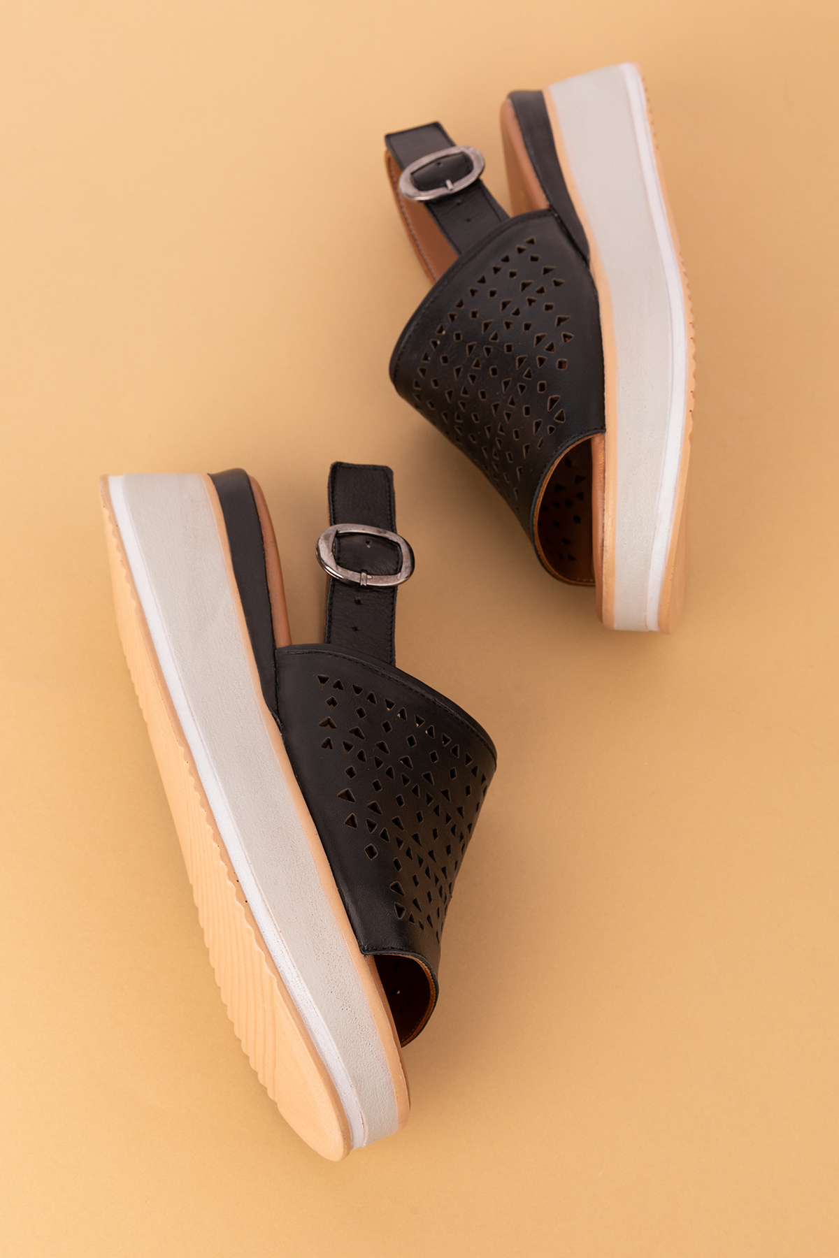 Gondol Kadın Hakiki Deri Platform Tabanlı Sandalet mlk.5353 - Görsel 3