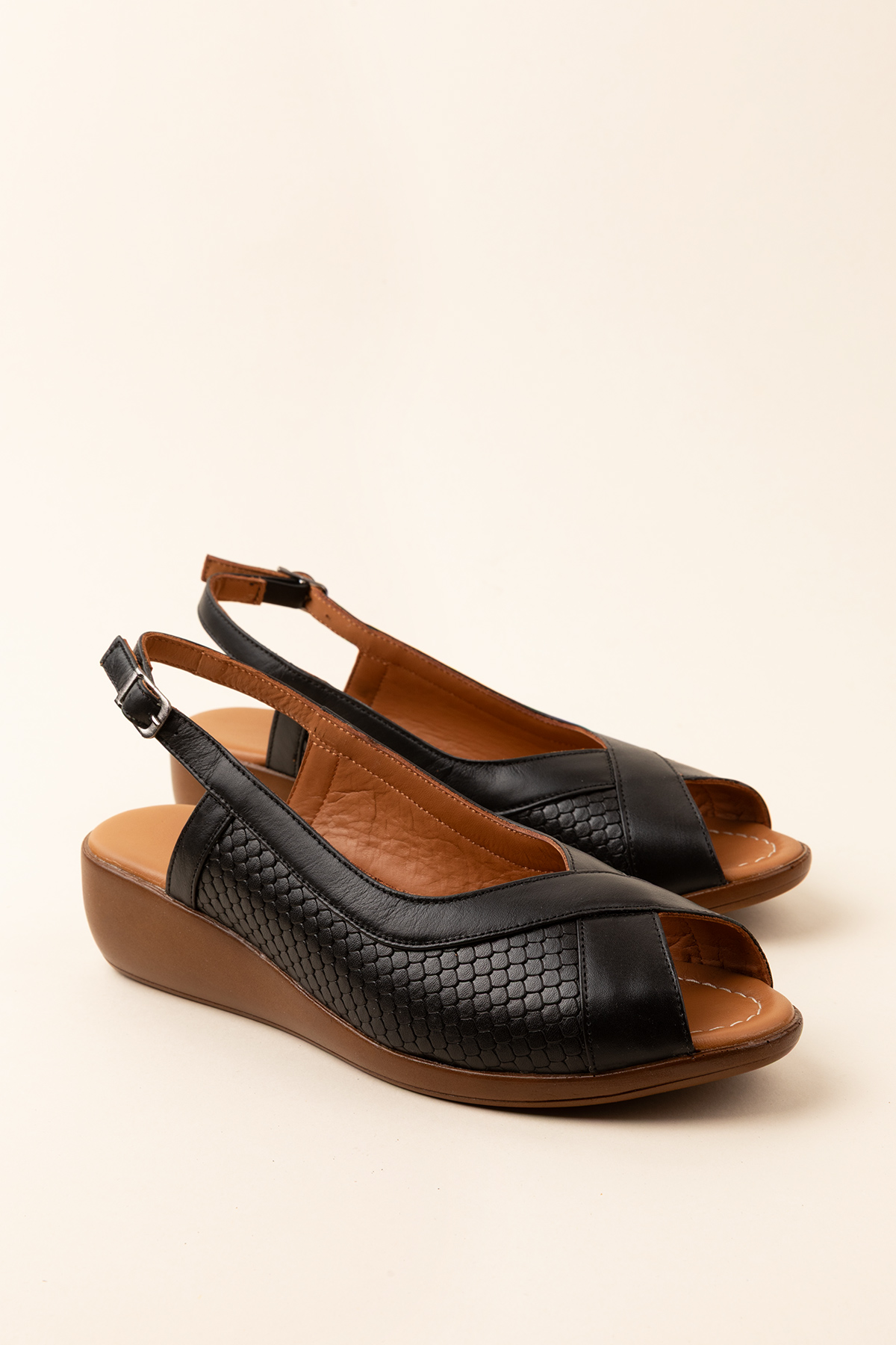 Gondol Hakiki Deri Dolgu Topuklu Rahat Anne Sandalet mlk.5812 - Görsel 3