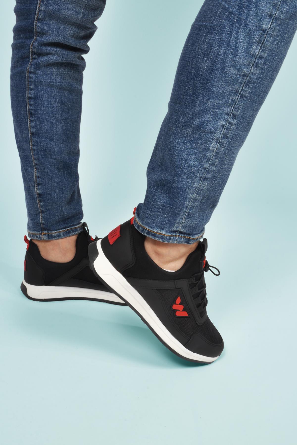 Apollo 166 M Siyah-Kırmızı Fileli Hafif Erkek Spor Ayakkabı - Görsel 2