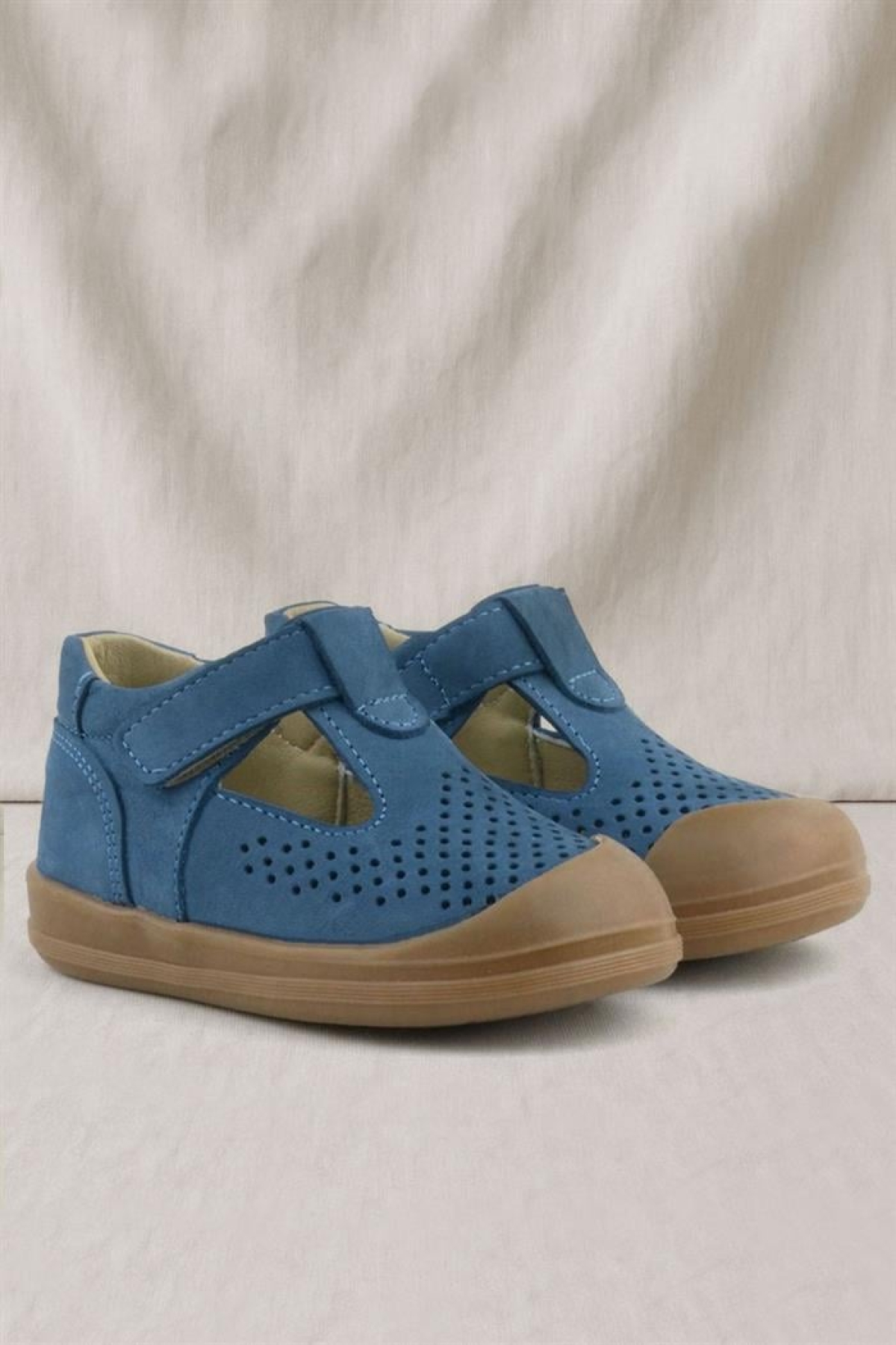 Shaun Hakiki Deri Lacivert Cırtlı Anatomik Bebek Sandalet - Görsel 2