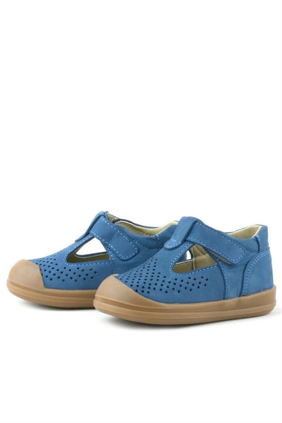 Shaun Hakiki Deri Lacivert Cırtlı Anatomik Bebek Sandalet - Görsel 7