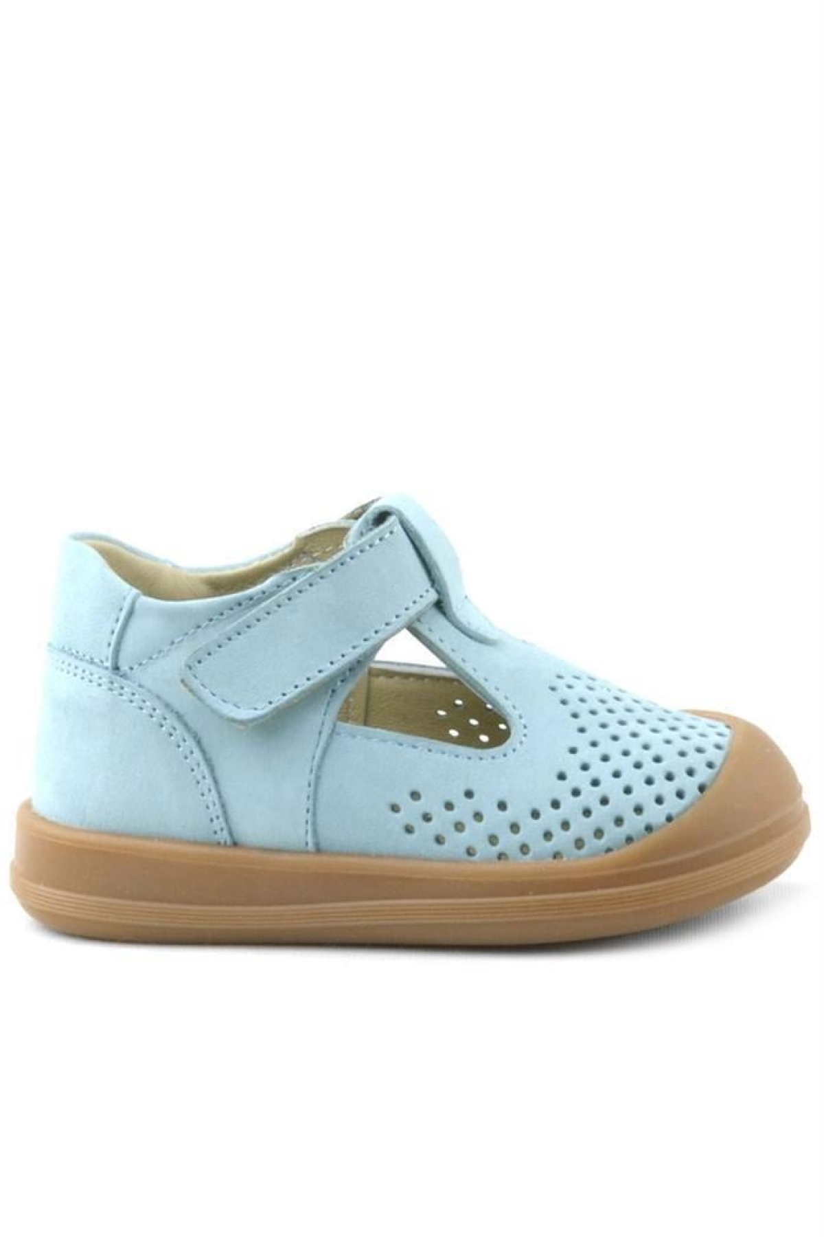 Shaun Hakiki Deri Mavi Cırtlı Anatomik Bebek Sandalet - Görsel 4