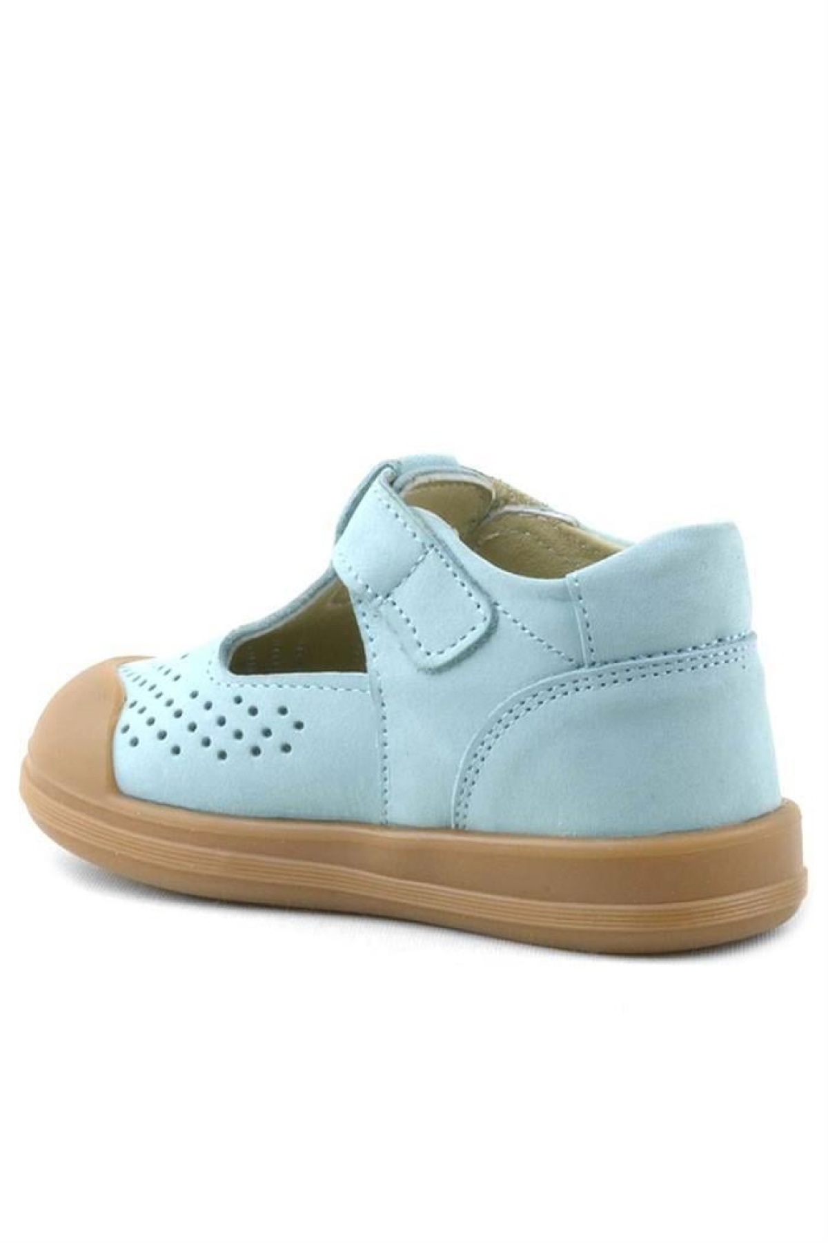 Shaun Hakiki Deri Mavi Cırtlı Anatomik Bebek Sandalet - Görsel 5