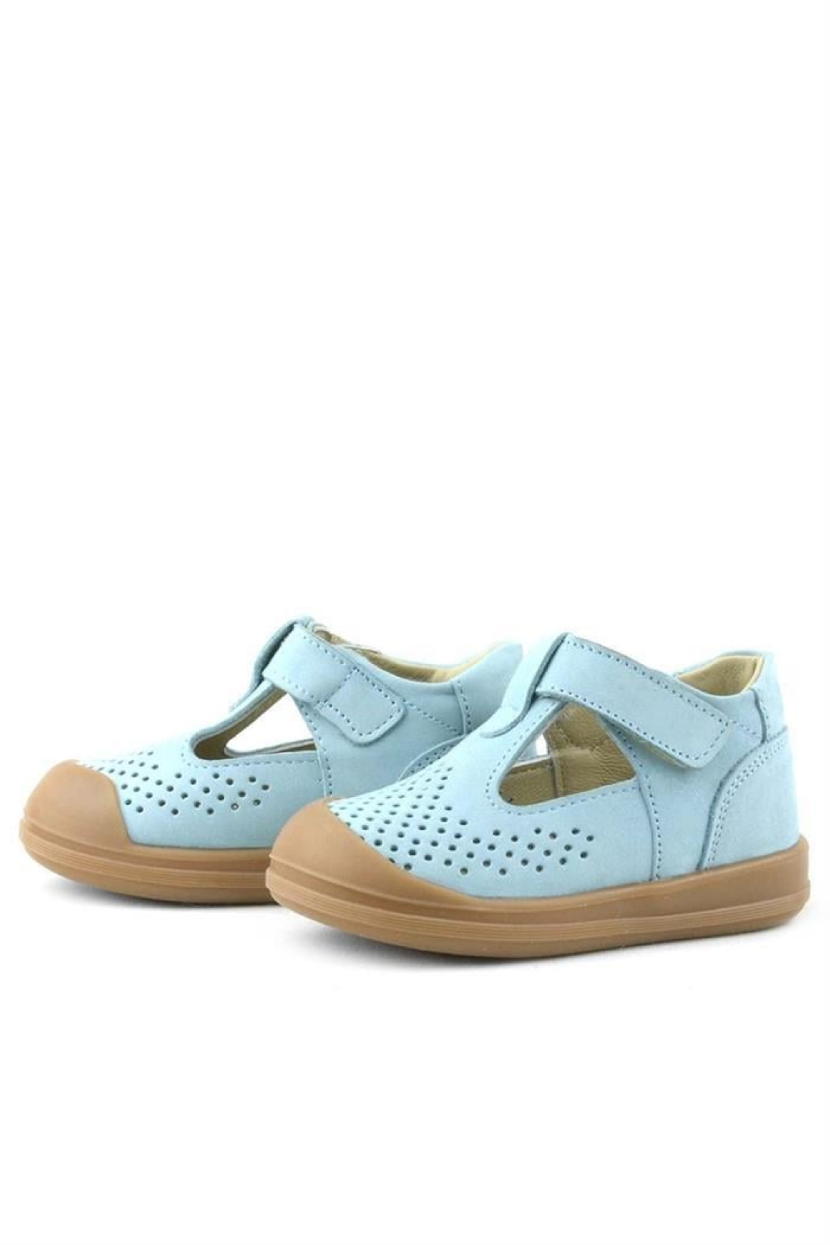 Shaun Hakiki Deri Mavi Cırtlı Anatomik Bebek Sandalet - Görsel 7