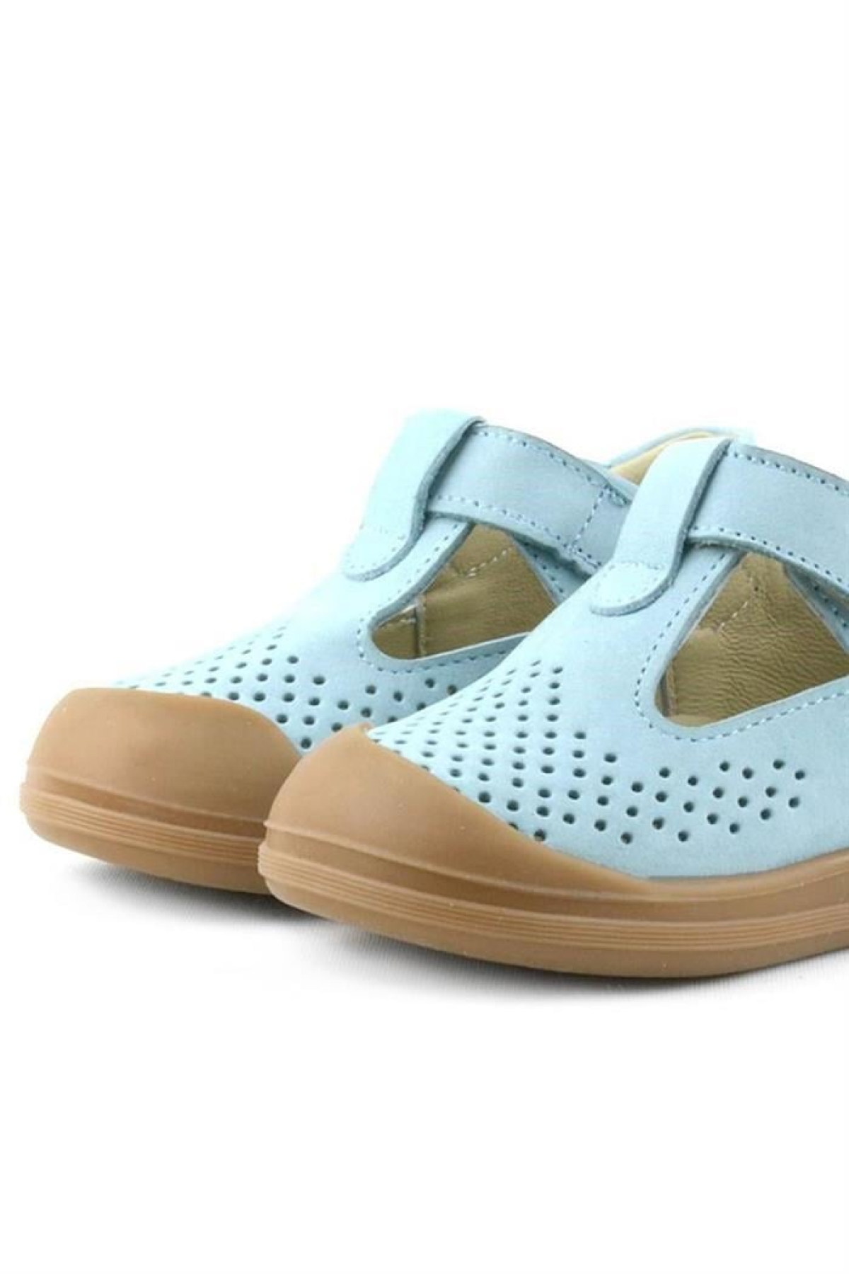 Shaun Hakiki Deri Mavi Cırtlı Anatomik Bebek Sandalet - Görsel 9