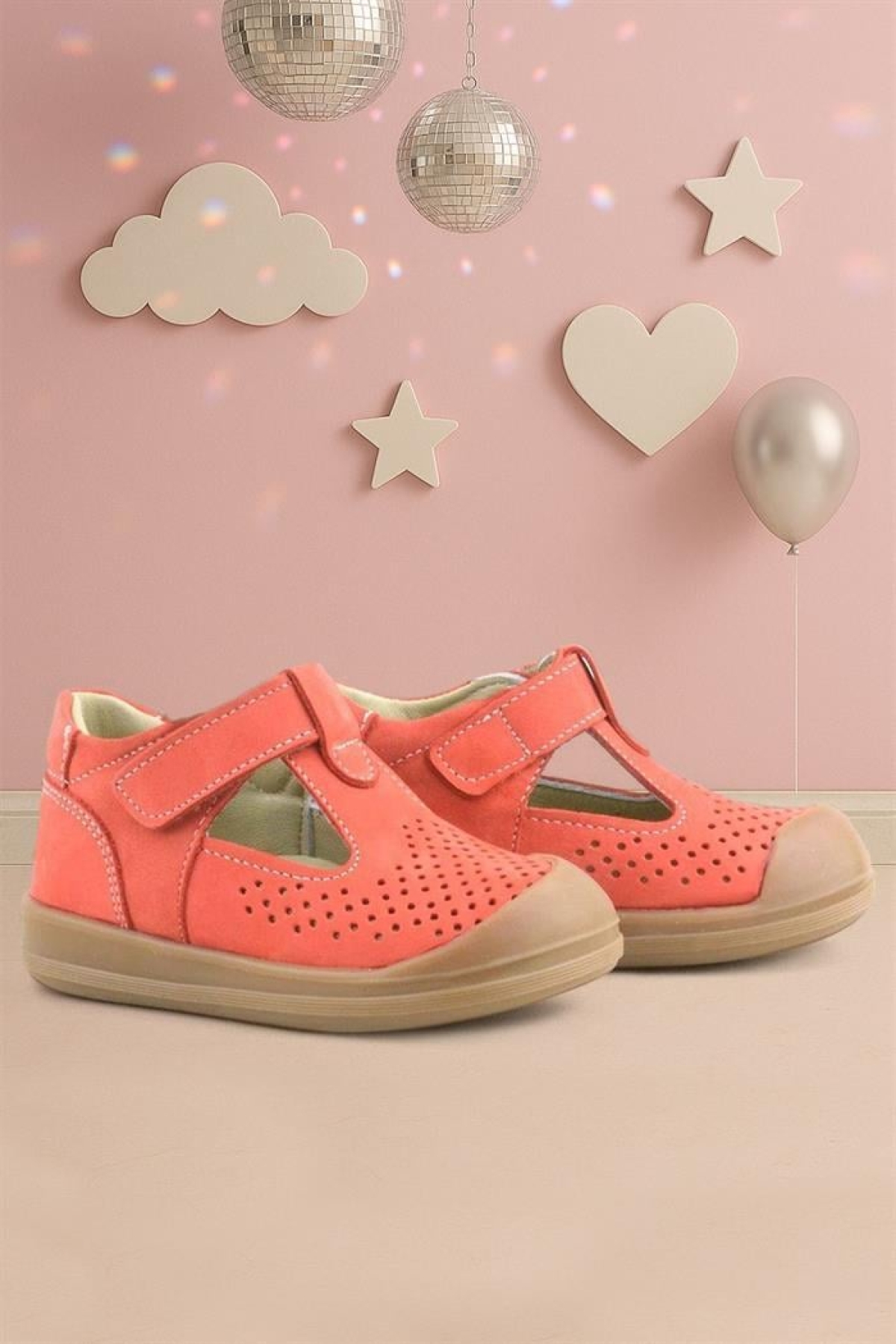 Shaun Hakiki Deri Turuncu Cırtlı Anatomik Bebek Sandalet - Görsel 2