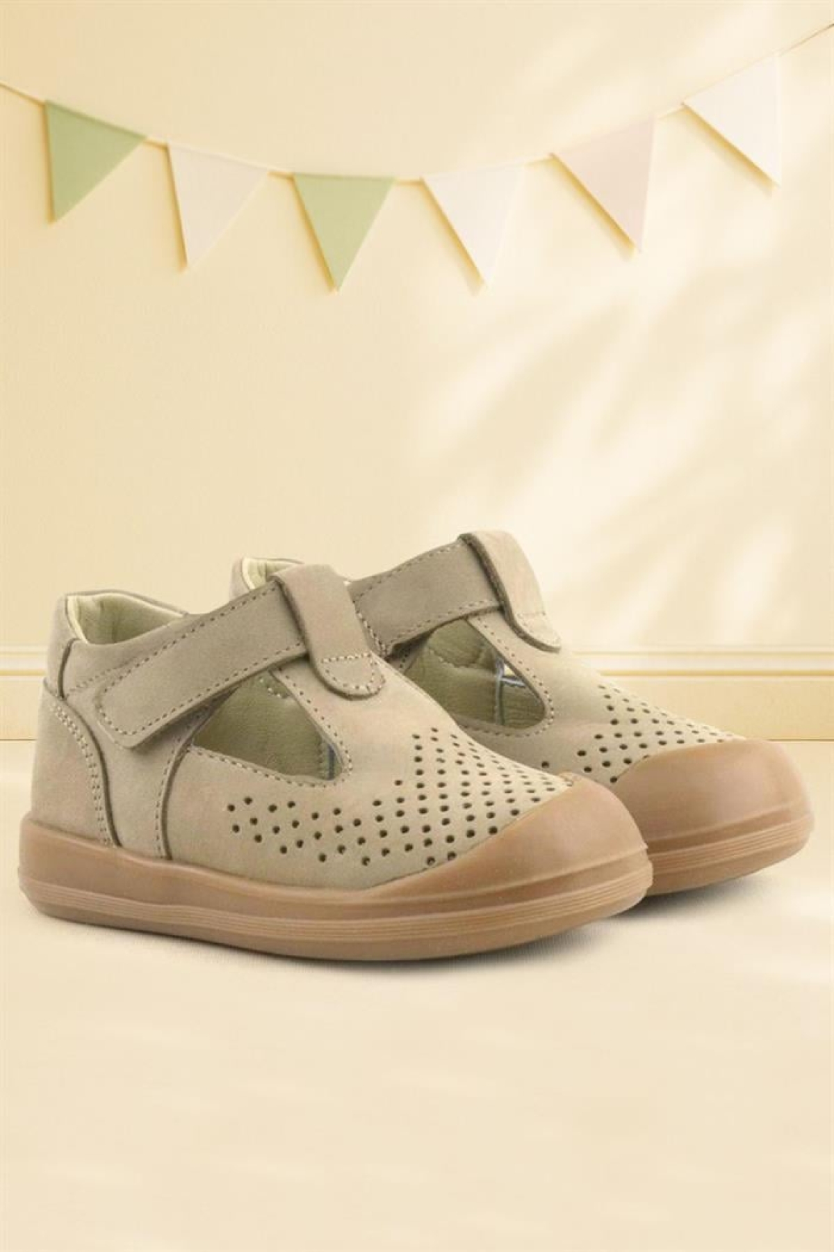 Shaun Hakiki Deri Vizon Cırtlı Anatomik Bebek Sandalet - Görsel 2