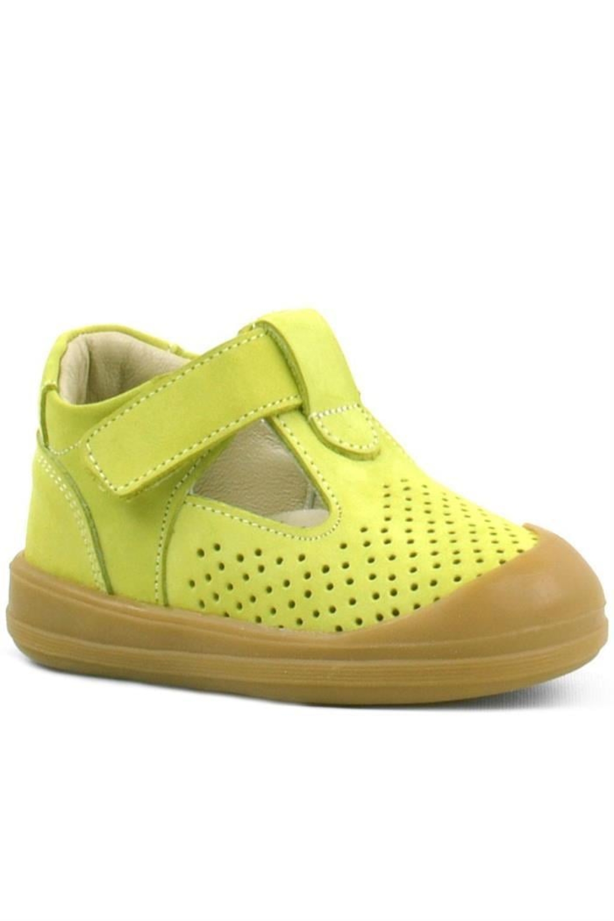 Shaun Hakiki Deri Fıstık Yeşili Cırtlı Anatomik Bebek Sandalet - Görsel 2