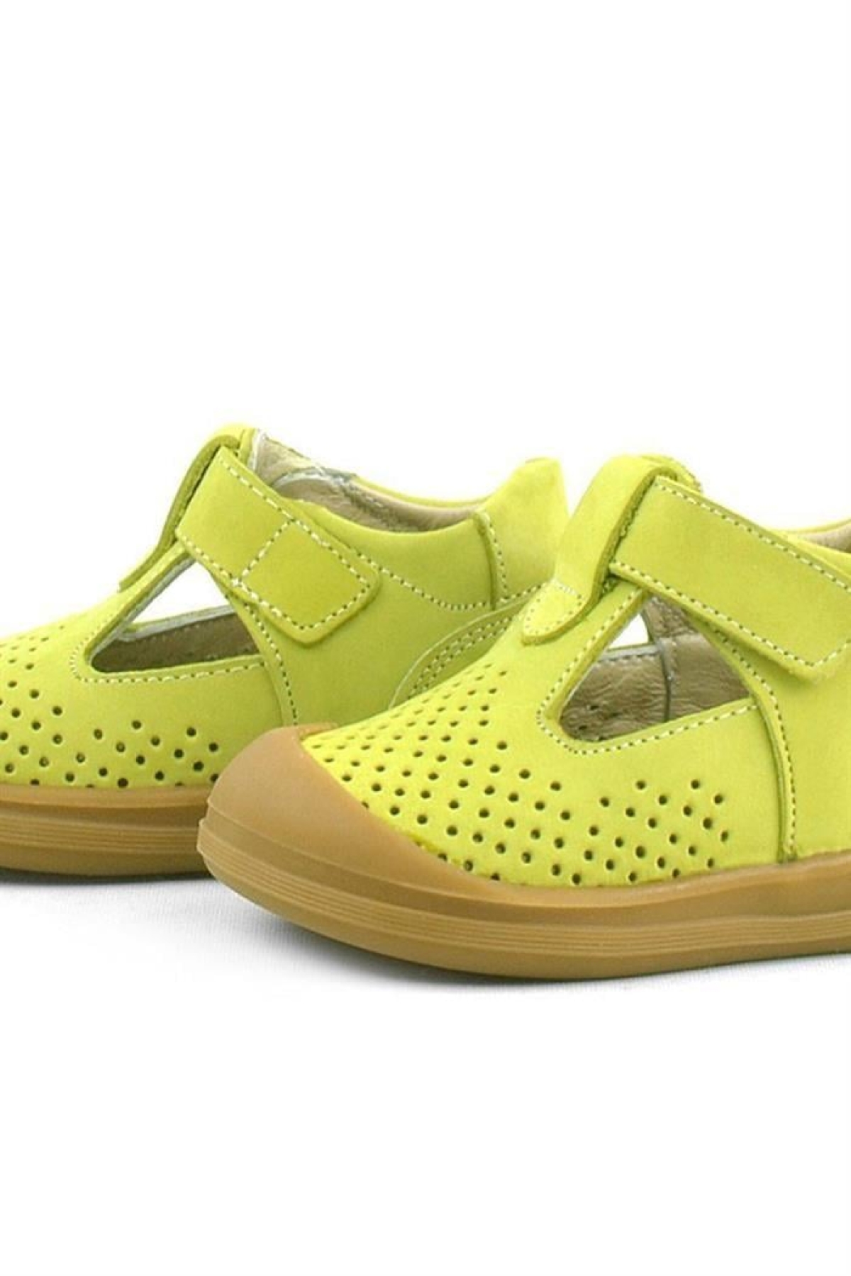 Shaun Hakiki Deri Fıstık Yeşili Cırtlı Anatomik Bebek Sandalet - Görsel 7