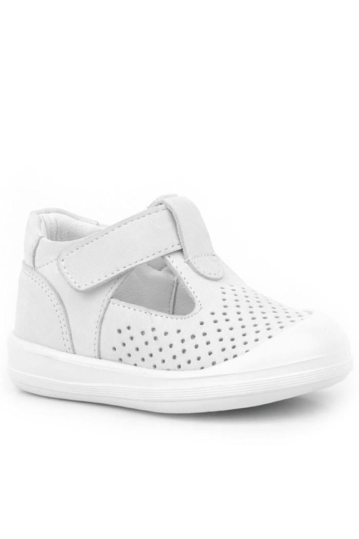 Shaun Hakiki Deri Beyaz Cırtlı Anatomik Bebek Sandalet - Görsel 2