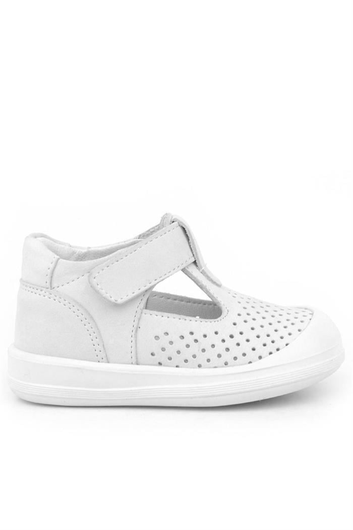 Shaun Hakiki Deri Beyaz Cırtlı Anatomik Bebek Sandalet - Görsel 3