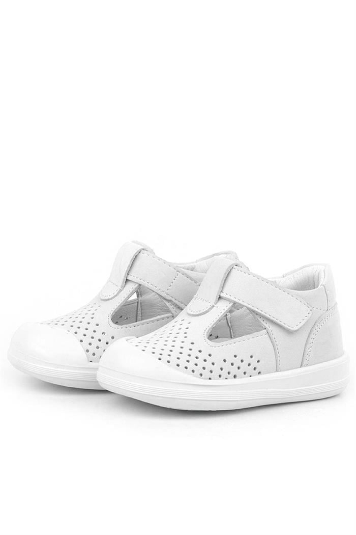 Shaun Hakiki Deri Beyaz Cırtlı Anatomik Bebek Sandalet - Görsel 4