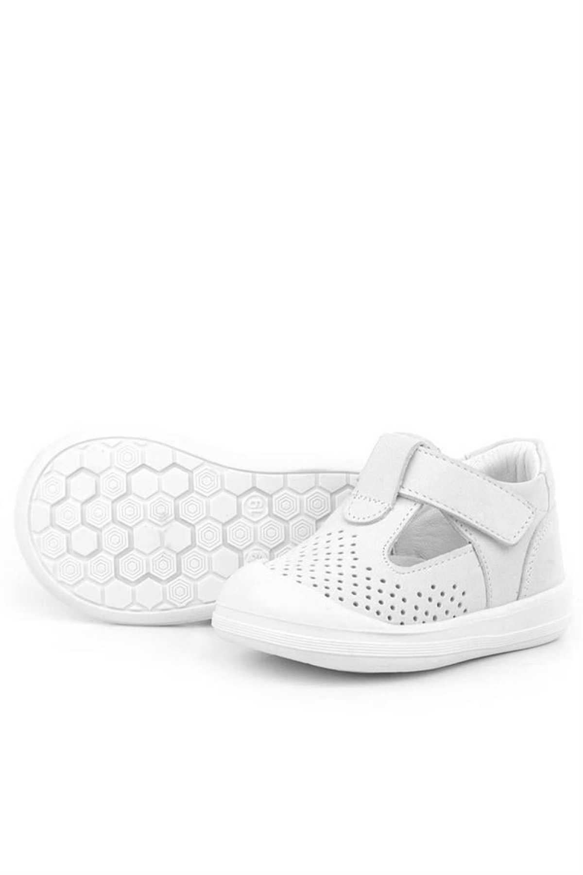 Shaun Hakiki Deri Beyaz Cırtlı Anatomik Bebek Sandalet - Görsel 6